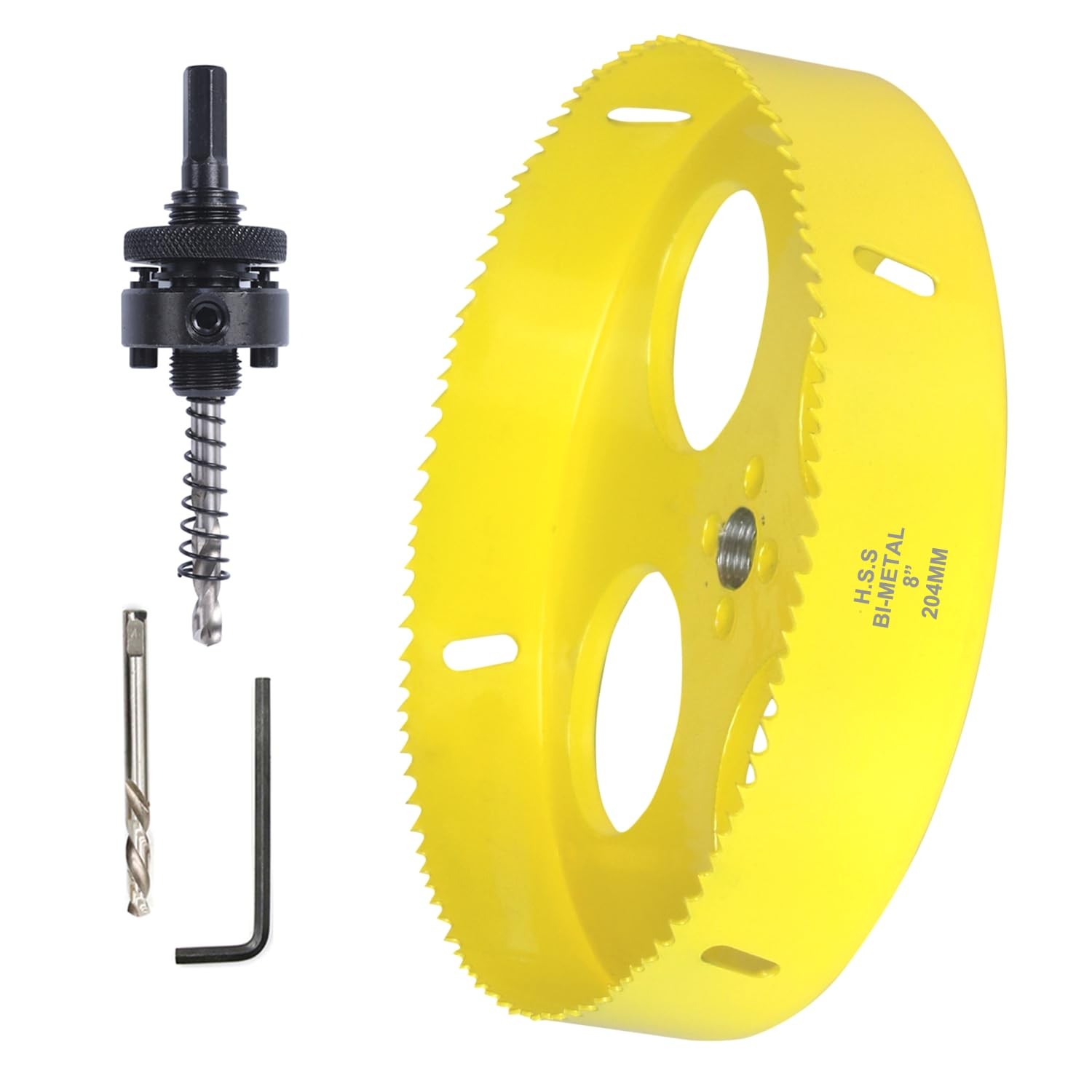 JIECHENG 8 Inch Hole Saw with Arbor, Bi-Metal Cutter yellow