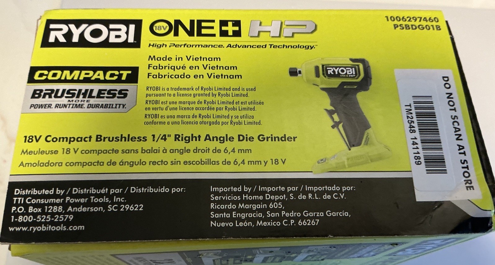 Ryobi 18V 1/4 in. Right Angle Die Grinder PSBDG01K1 TOOL ONLY NEW