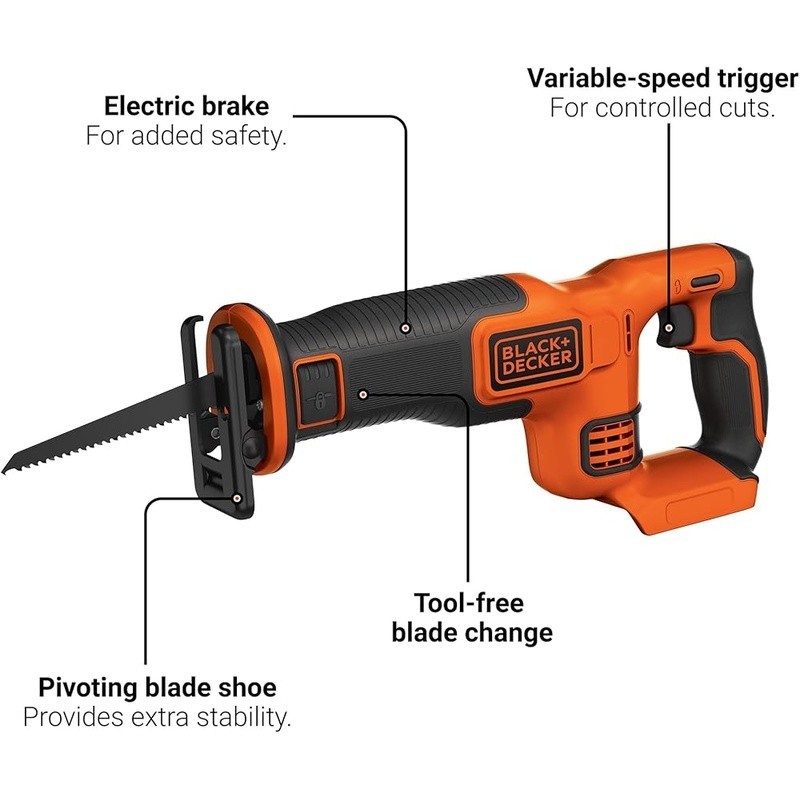 20V MAX Reciprocating Saw Variable Speed Compact Electric Tool Free Blade Change