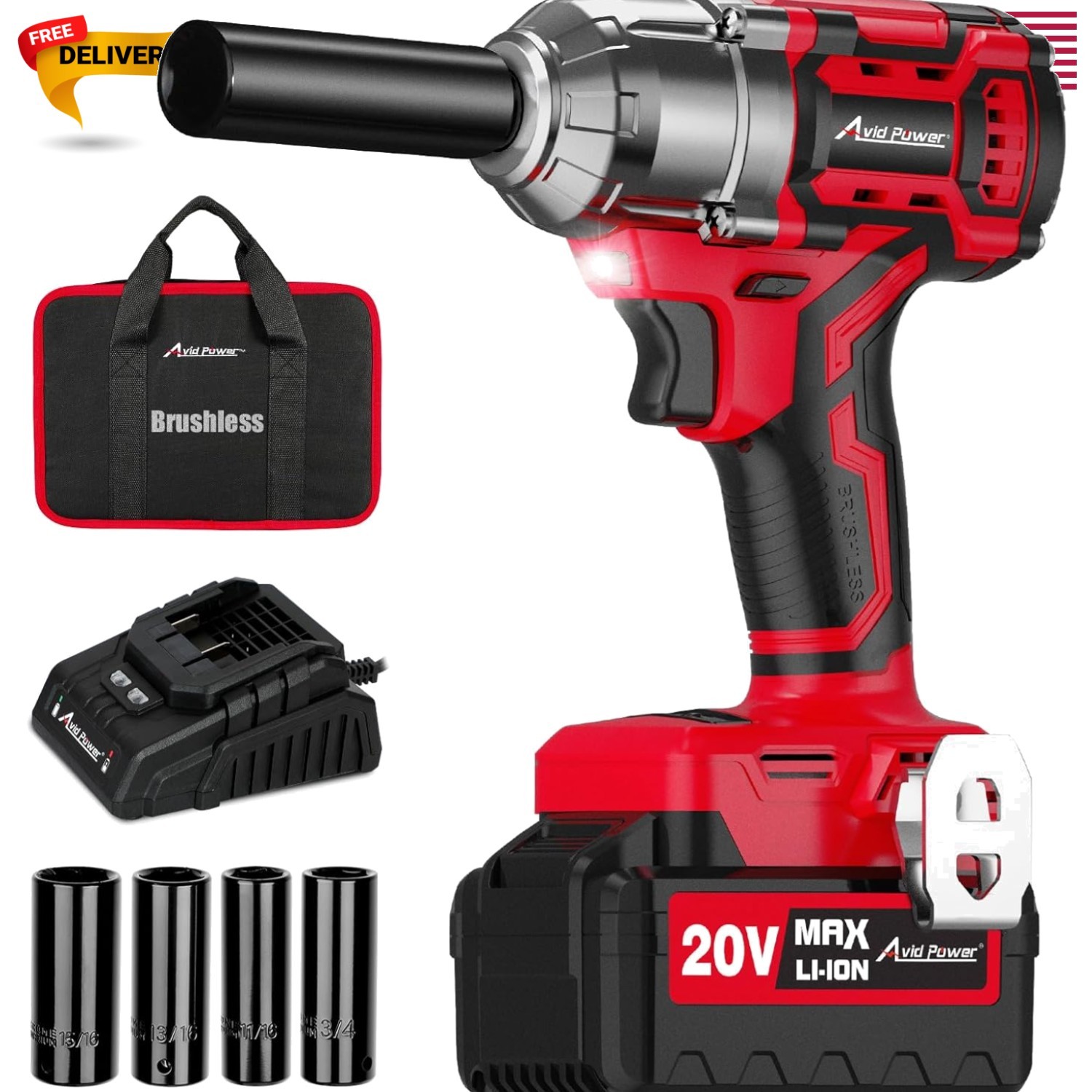 1/2 Impact Wrench Brushless, 20V Cordless Impact Gun w/ 3 Variable Speeds, Ma…