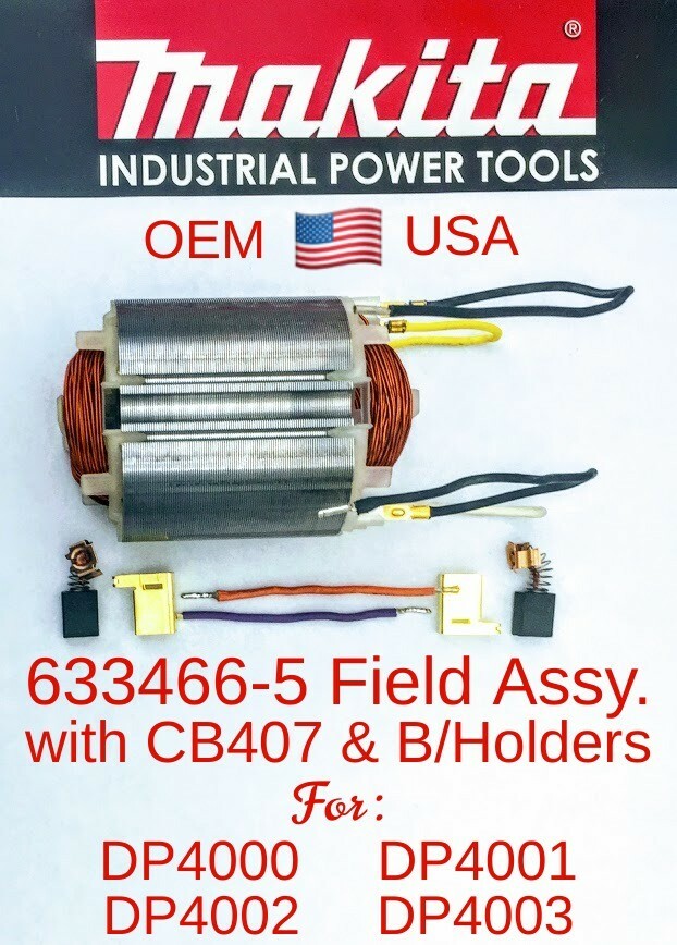 MAKITA 633466-5 OEM FIELD Assy. w/ Brush Holders for DP4000 DP4001 DP4002 DP4003