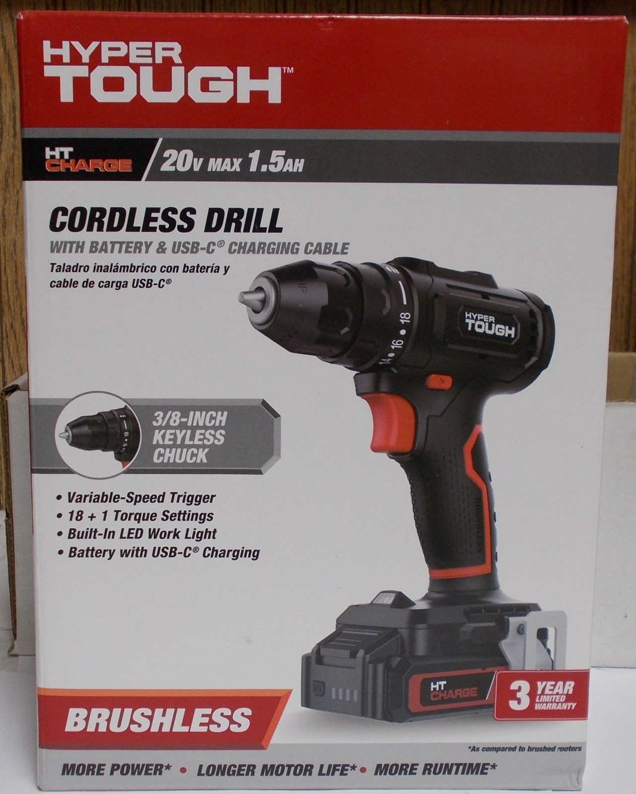 Hyper Tough 20 Volt Lithium-Ion Battery Brushless Cordless Drill Kit