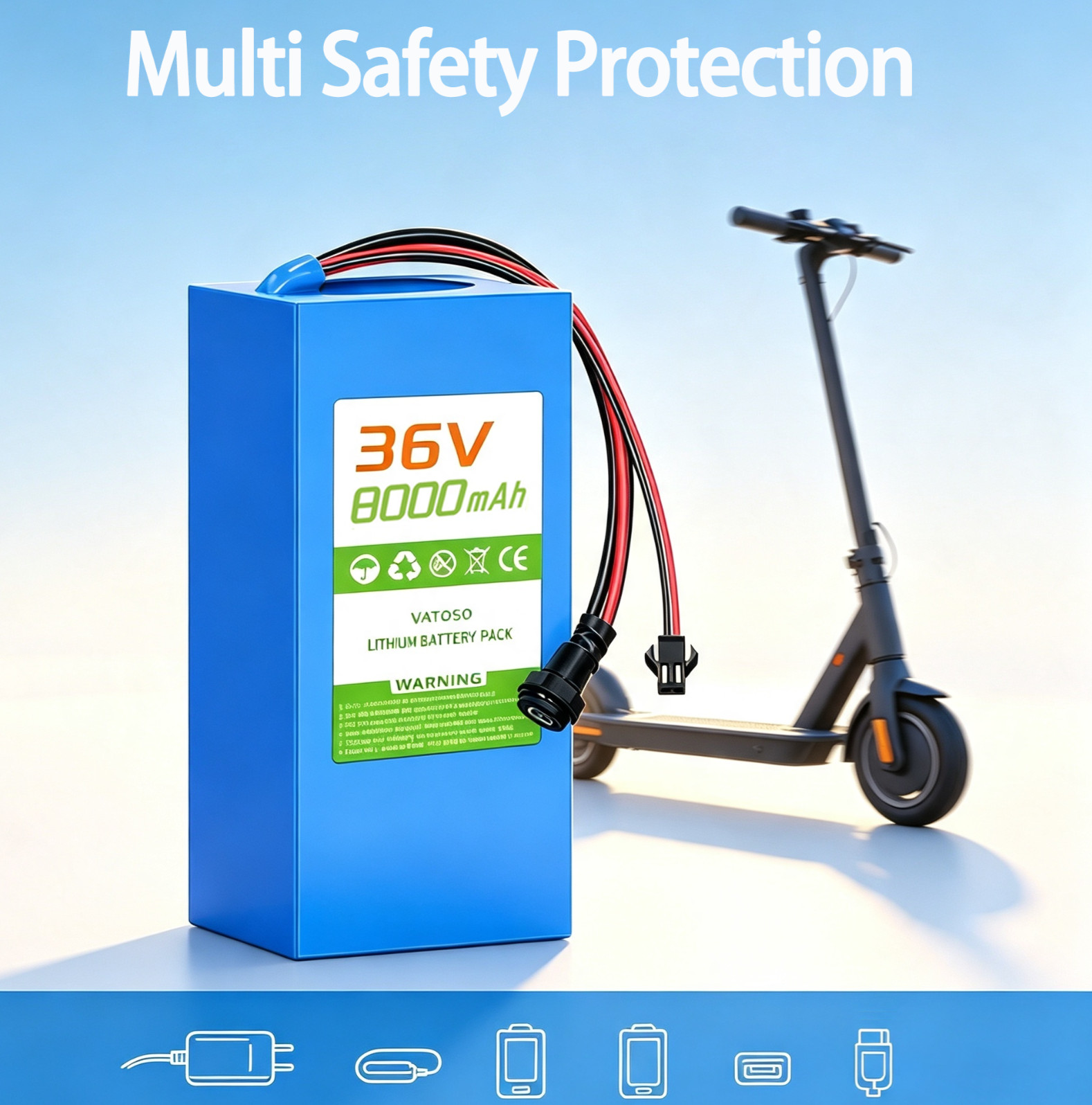 Longer Riding 36V 8Ah Lithium Battery featuring 25A BMS Compatible,Power Source