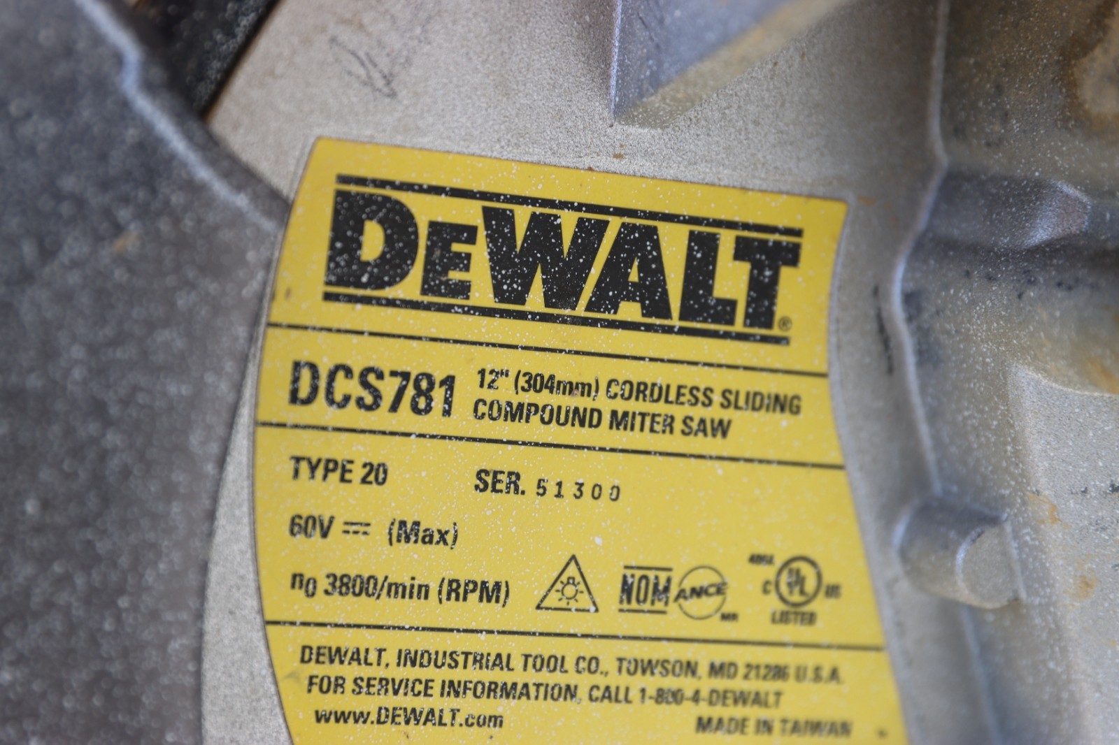 FOR PARTS DEWALT 60V 12 in. Cordless Sliding Miter Saw (DCS781B) tool only