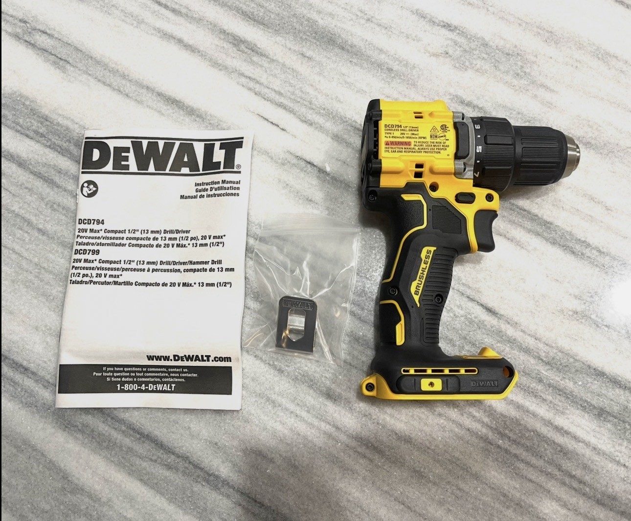 New DEWALT ATOMIC DCD794B COMPACT SERIES 20V MAX Cordless Drill Brushless