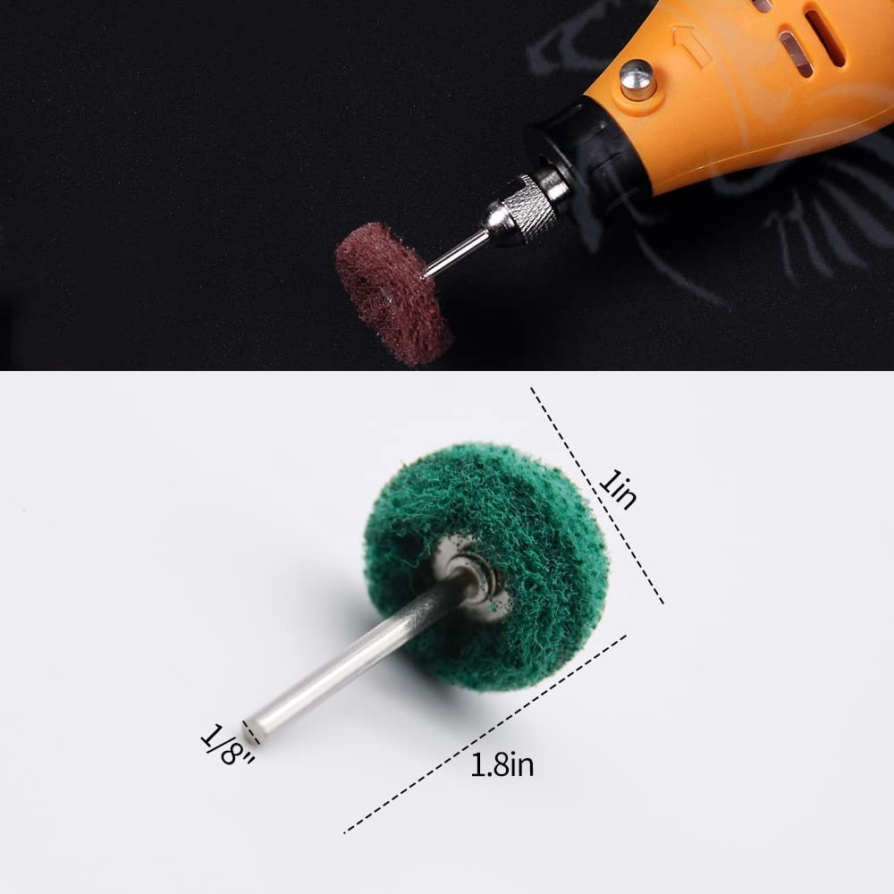 100Pcs 1in Buffing Polishing Wheels 1/8in Shank 120-600 Grit Rotary Tool