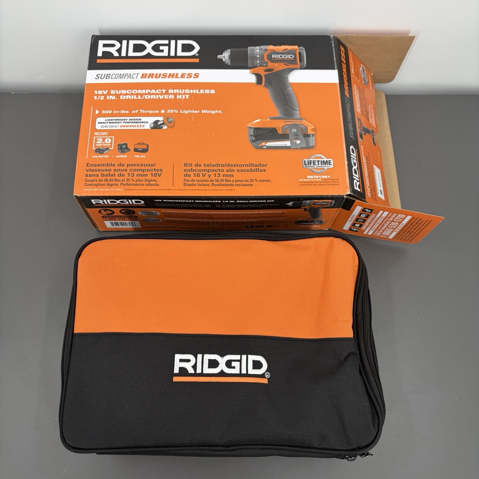 RIDGID 18V SubCompact Brushless Cordless Drill/Driver Kit w/ Battery & Charger