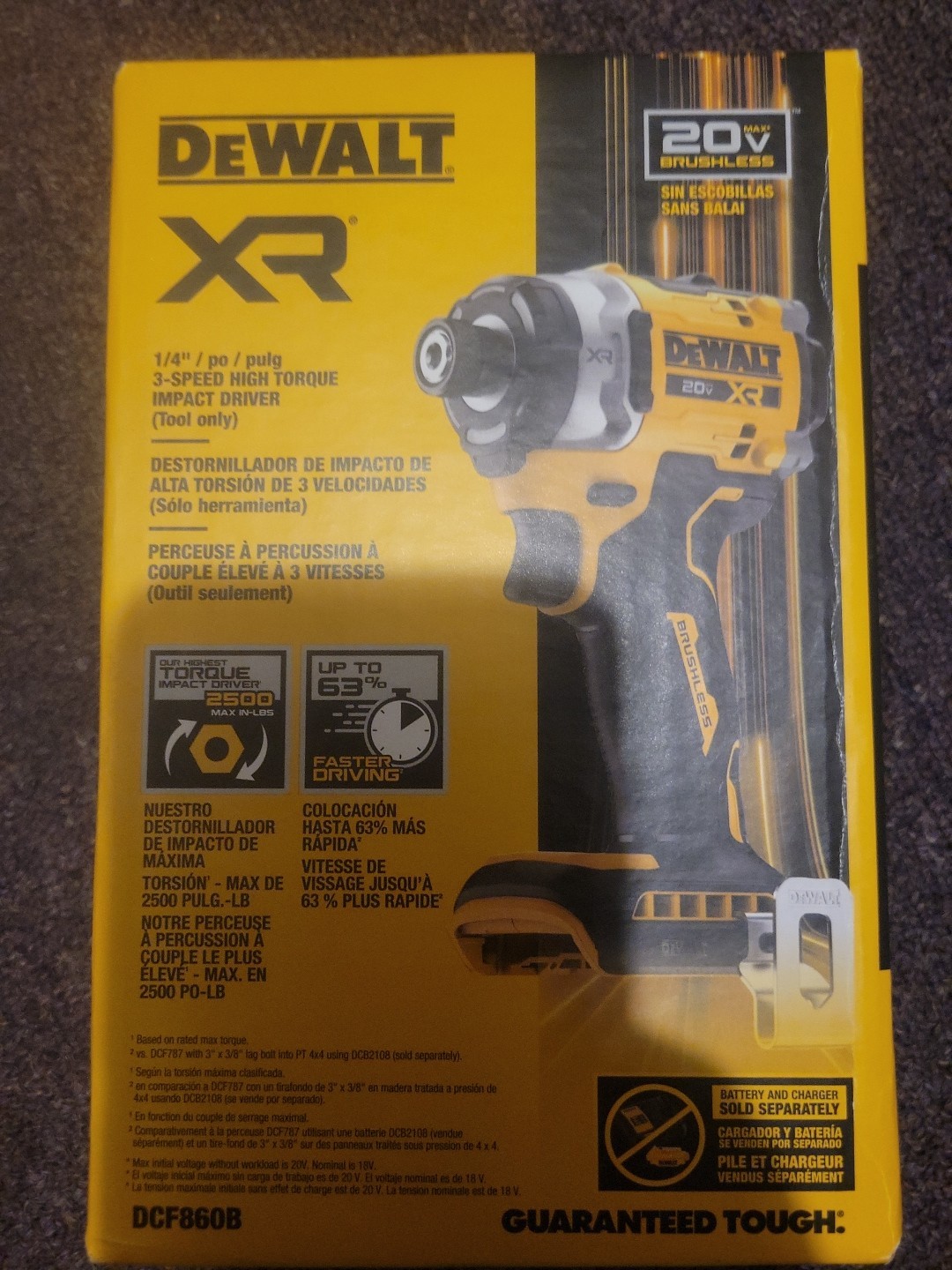 DEWALT 20V MAX XR Brushless 1/4 Impact Driver Cordless Tool Only DCF860B