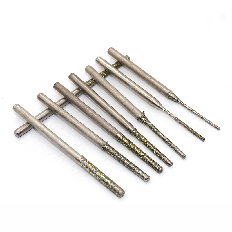 0.8-2.5mm Diamond Burr Grinding Bits Stone Carving Rotary Tool Shank 2.35mm