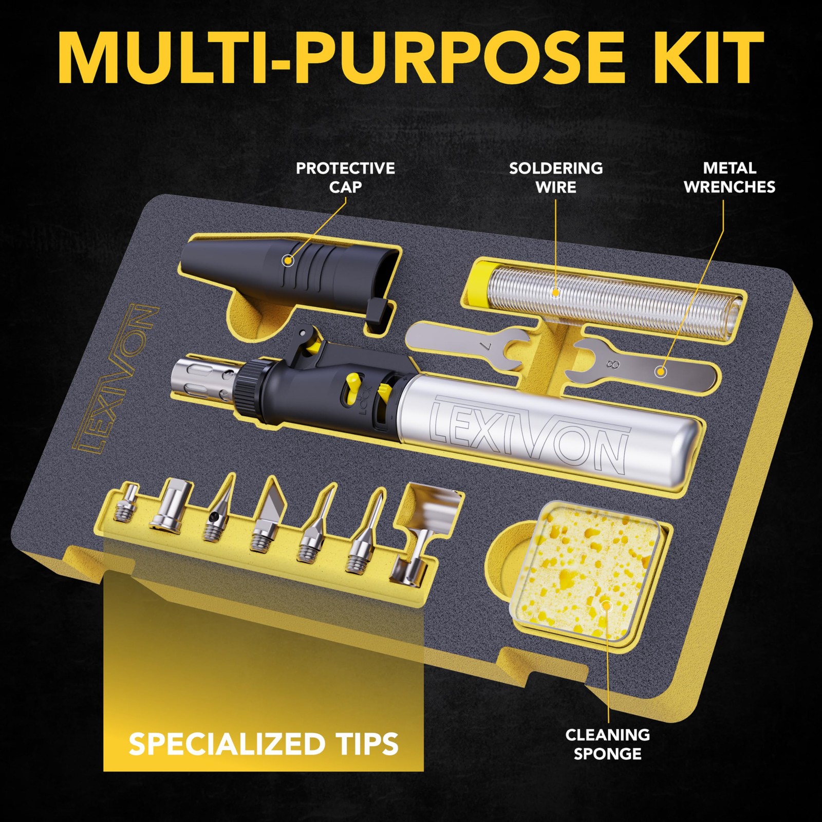 LEXIVON Butane Soldering Iron Multi-Purpose Kit | Cordless Self-Igniting Adjusta