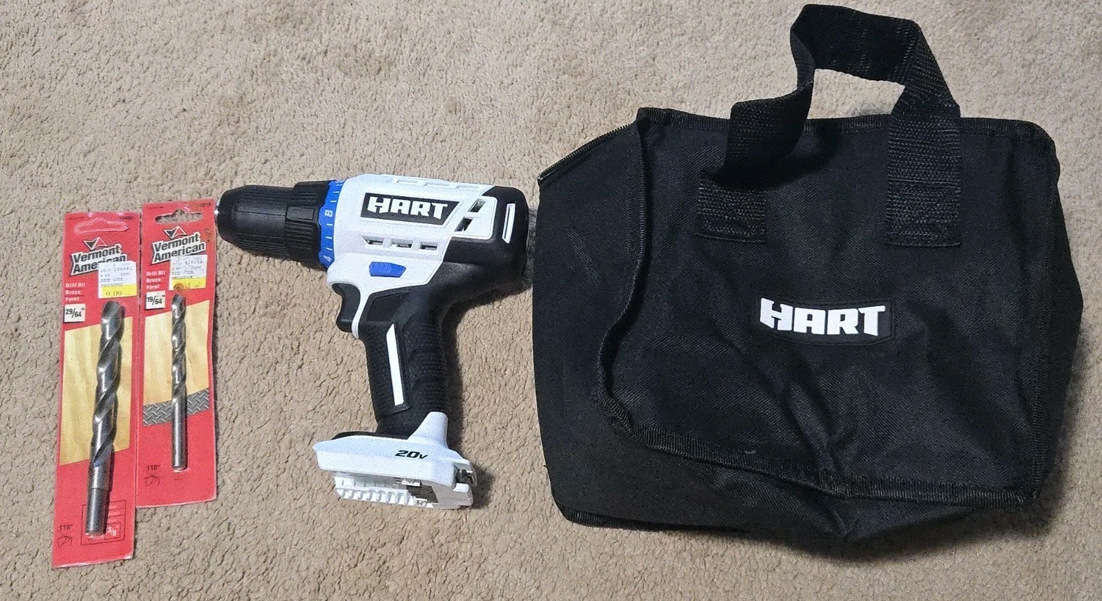 HART 20V Cordless 1/2&Prime; Drill / Driver model HPDD02 bare tool with Bag & NEW Bits