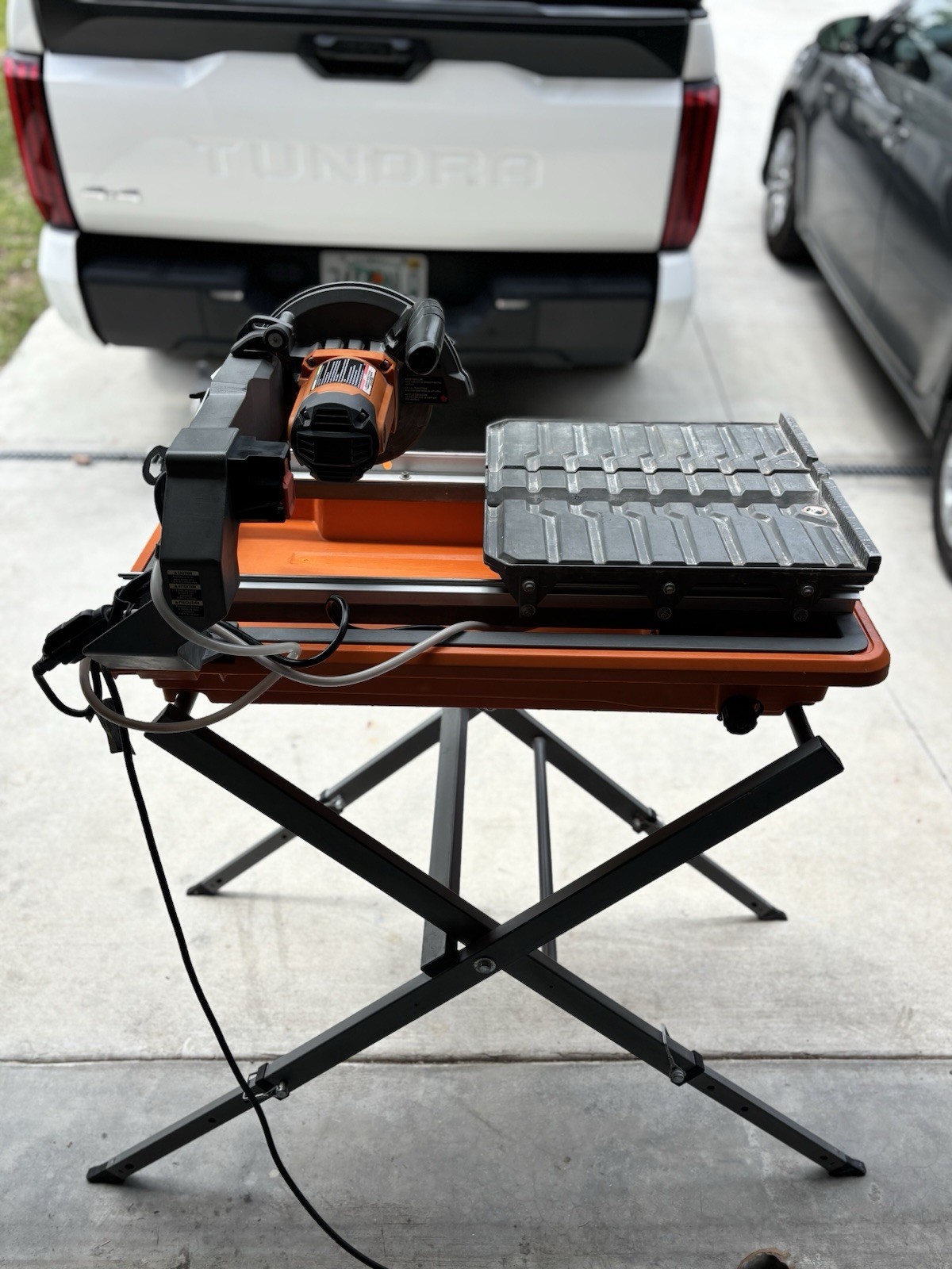 RIDGID Tile Saw Corded Electric Orange Silver Black with Stand and Sliding Table
