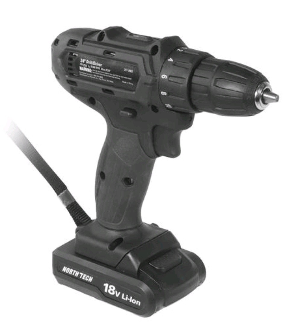 North Tech 18-Volt Lithium-Ion Cordless 3/8&Prime; Drill W/Battery Charger *NEW IN BOX