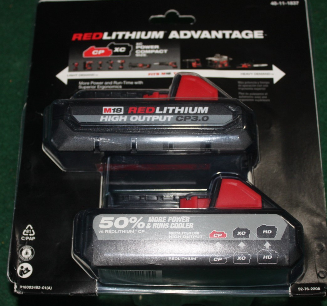 Genuine Milwaukee 48-11-1837 M18 RED LITHIUM CP3.0 Battery 2 pack, Brand New