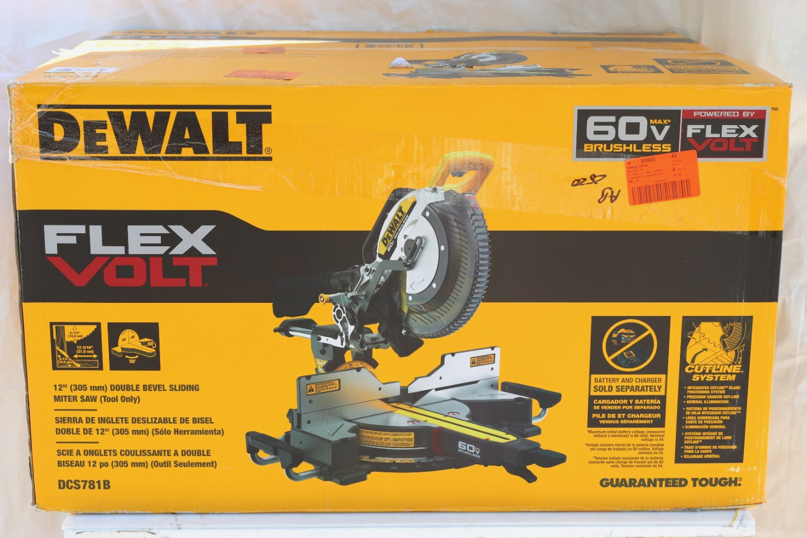 FOR PARTS DEWALT 60V 12 in. Cordless Sliding Miter Saw (DCS781B) tool only