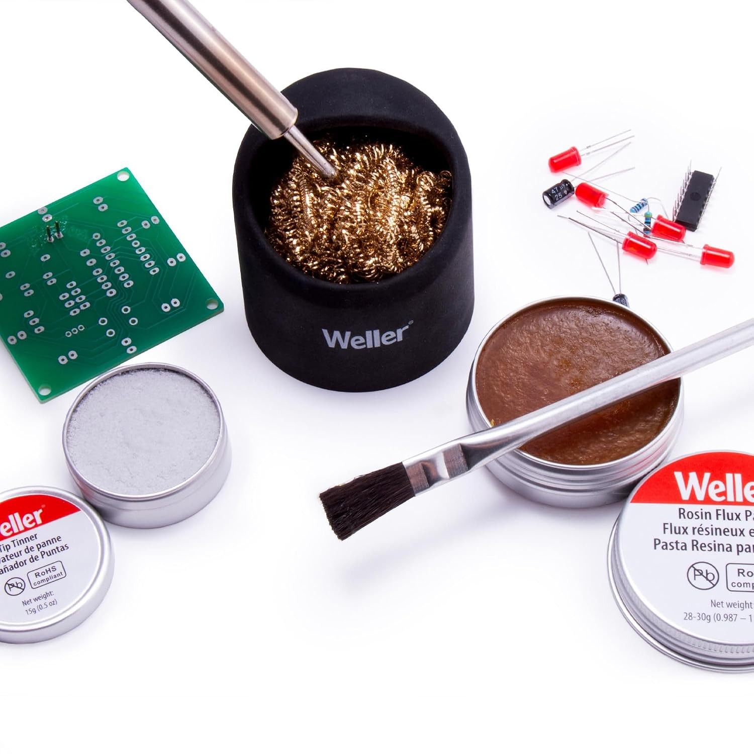 Weller Soldering Brass Sponge Tip Cleaning Tool with Silicone Holder