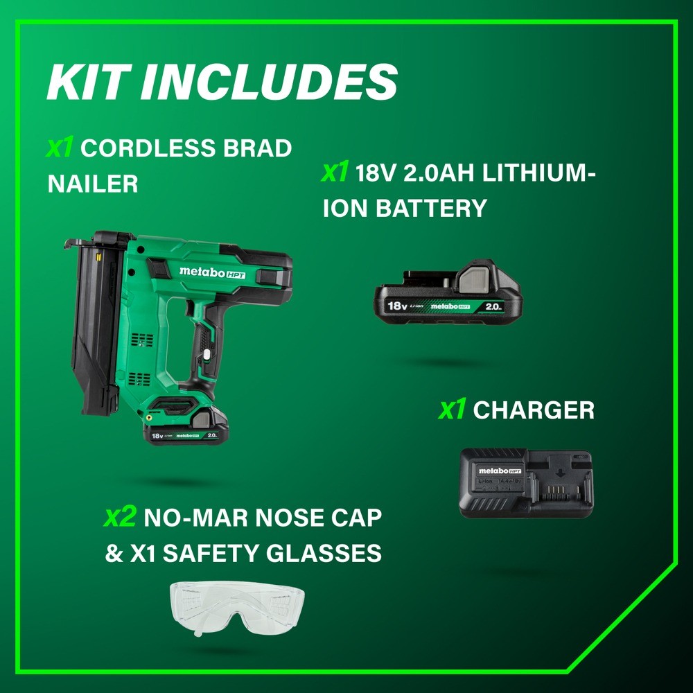 Metabo HPT NT1850DGM 18V MultiVolt Li-Ion 18-Ga Brad Nailer Kit (2 Ah) New