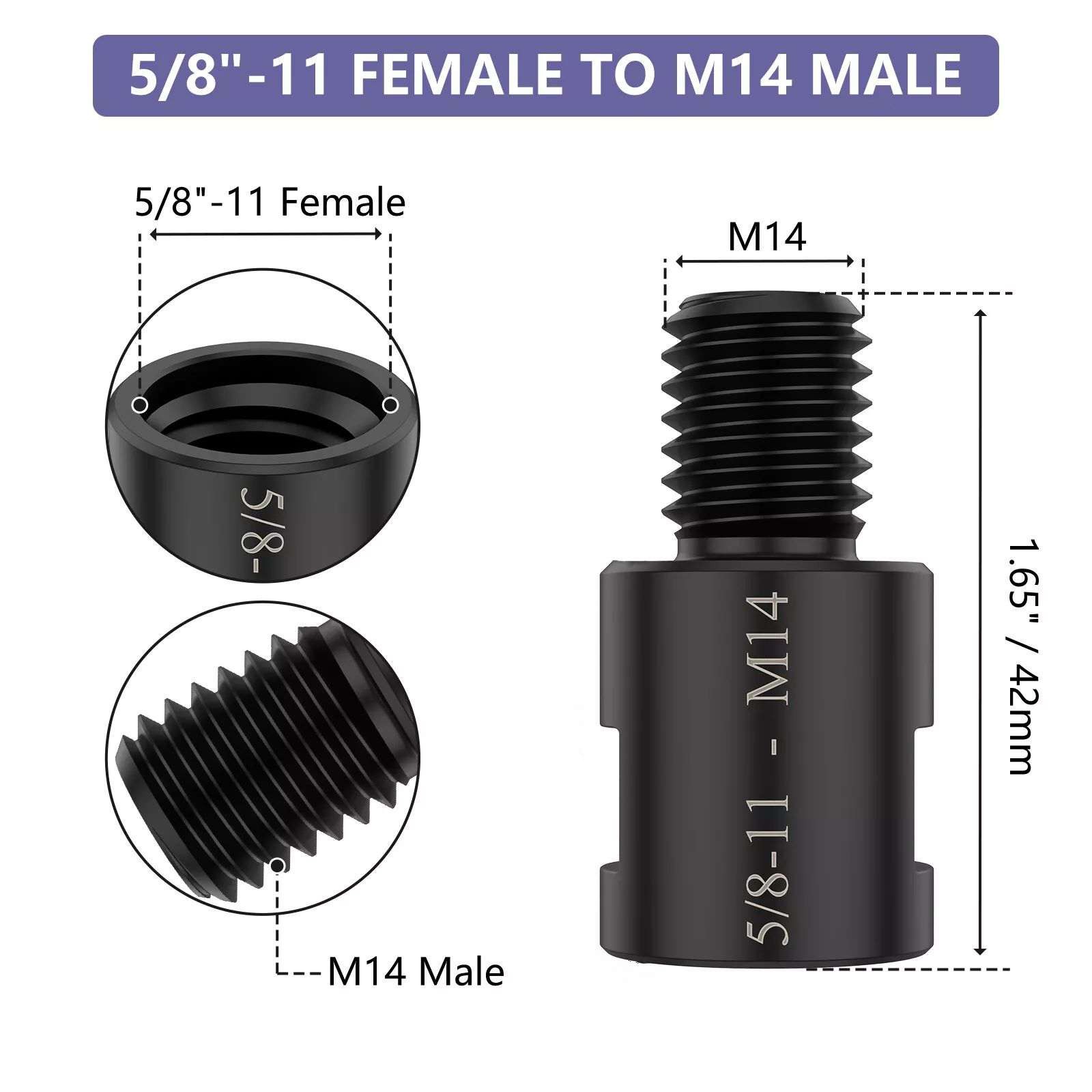 4x Adapter 5/8&Prime; 11 Female to M10/M14 Male for Angle Grinder Electric Drill New