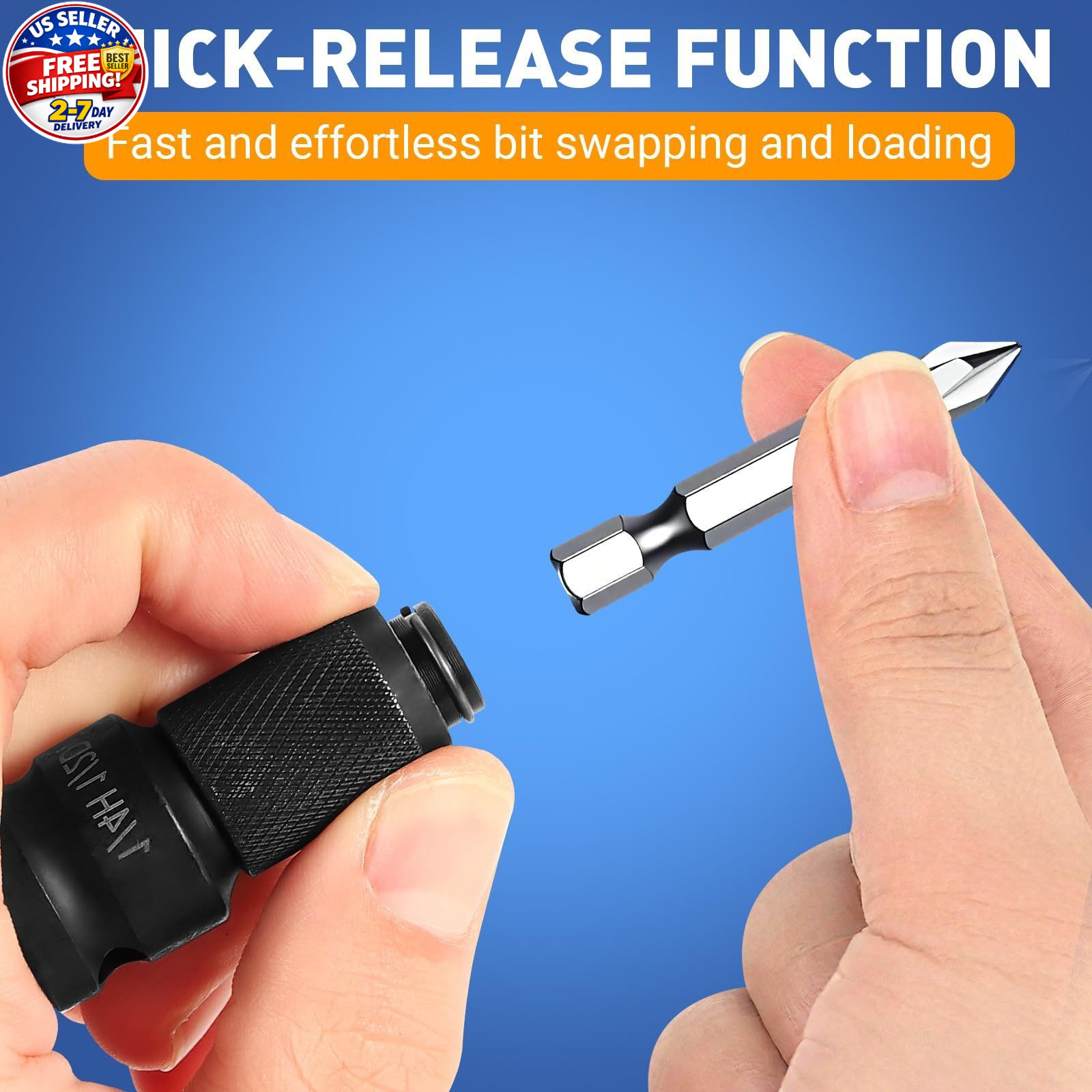 3-Piece Quick Release Impact Bit Holder Set, 1/2&Prime; 3/8&Prime; 1/4&Prime; Square Drive to…