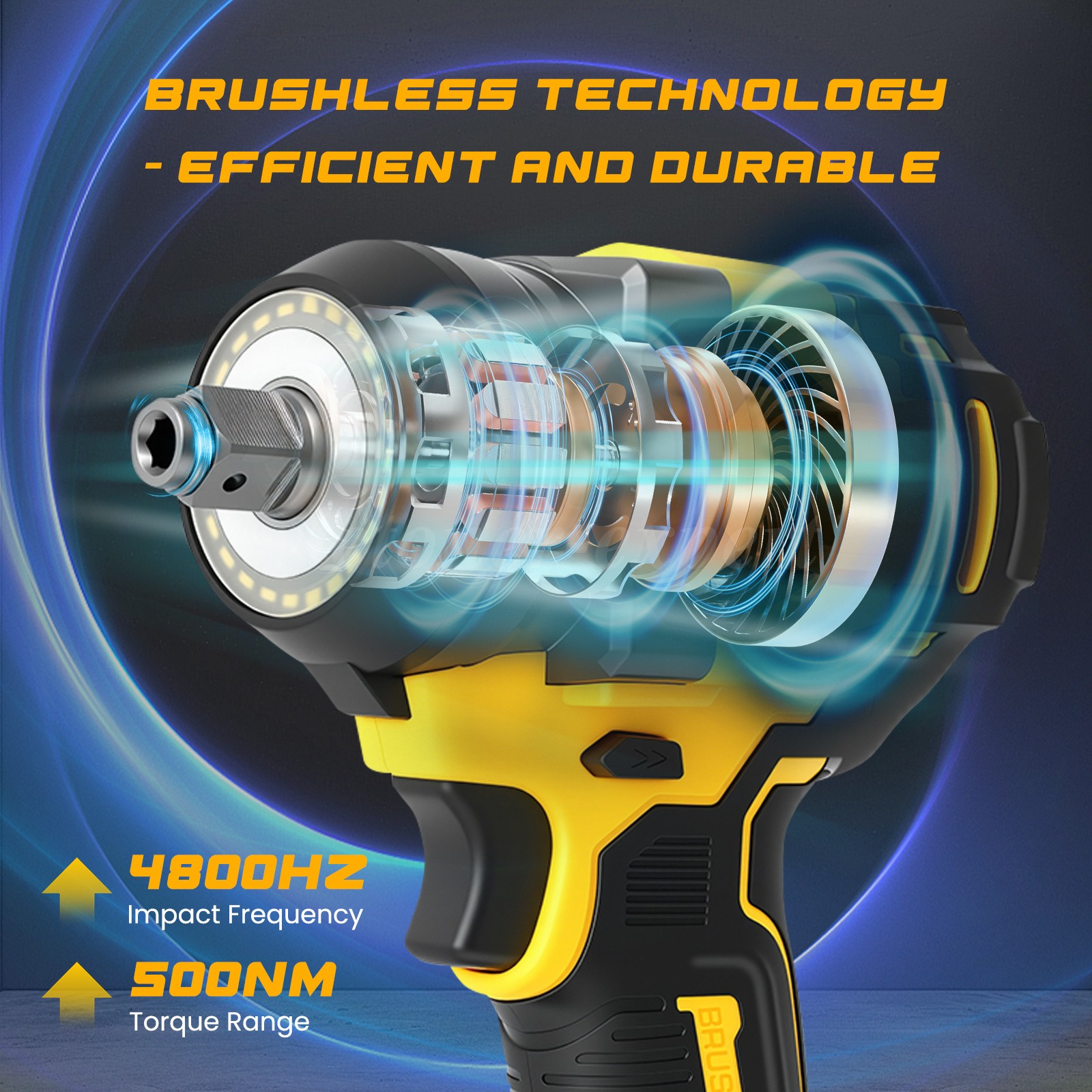 800Nm 1/2&Prime; Cordless Impact Wrench for Dewalt 20V 18V Battery Brushless Electric