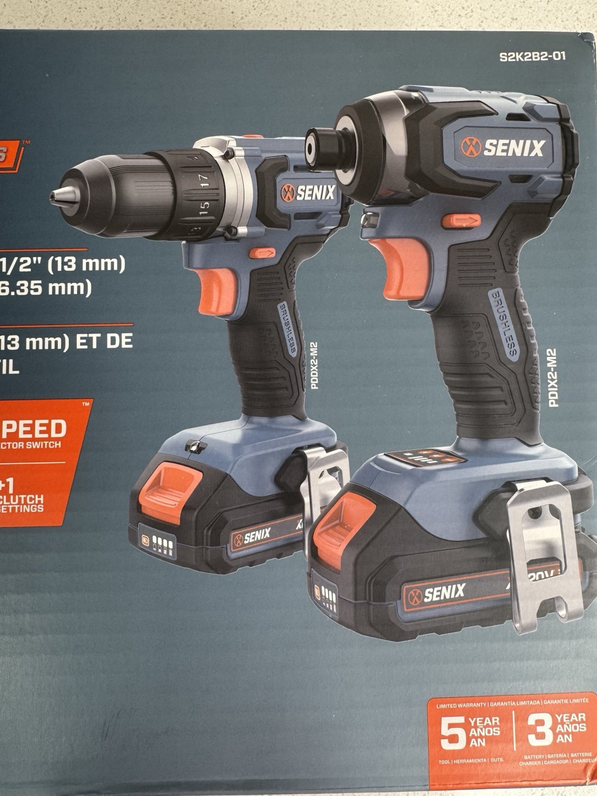 Senix S2K2B2-01 20V Max* 2-Tool Combo Kit w/2 Batteries (2 Ah) New