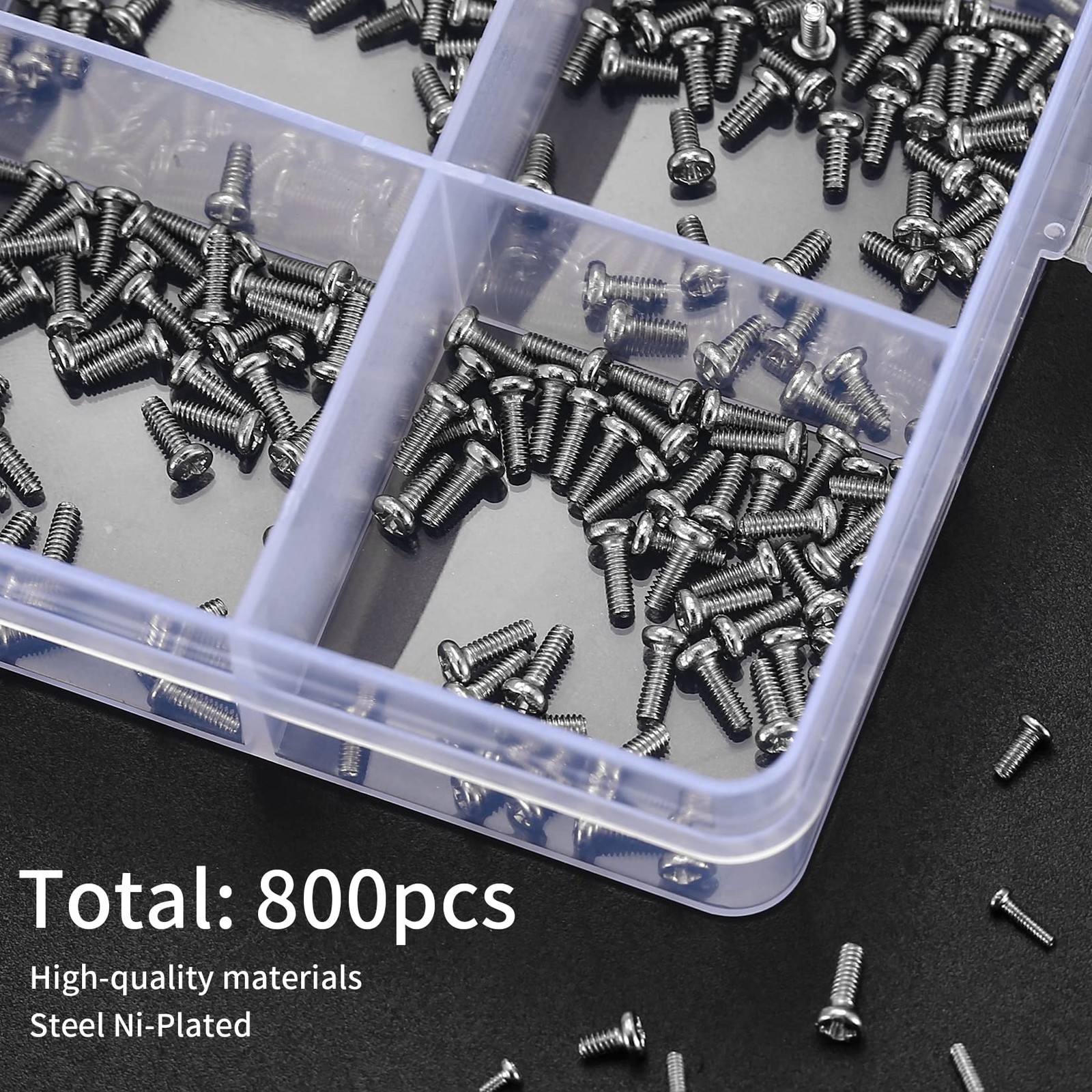 woshilaoDS 800Pcs Tiny Screws for Electronics, Micro Small Pan M1.6, Silver