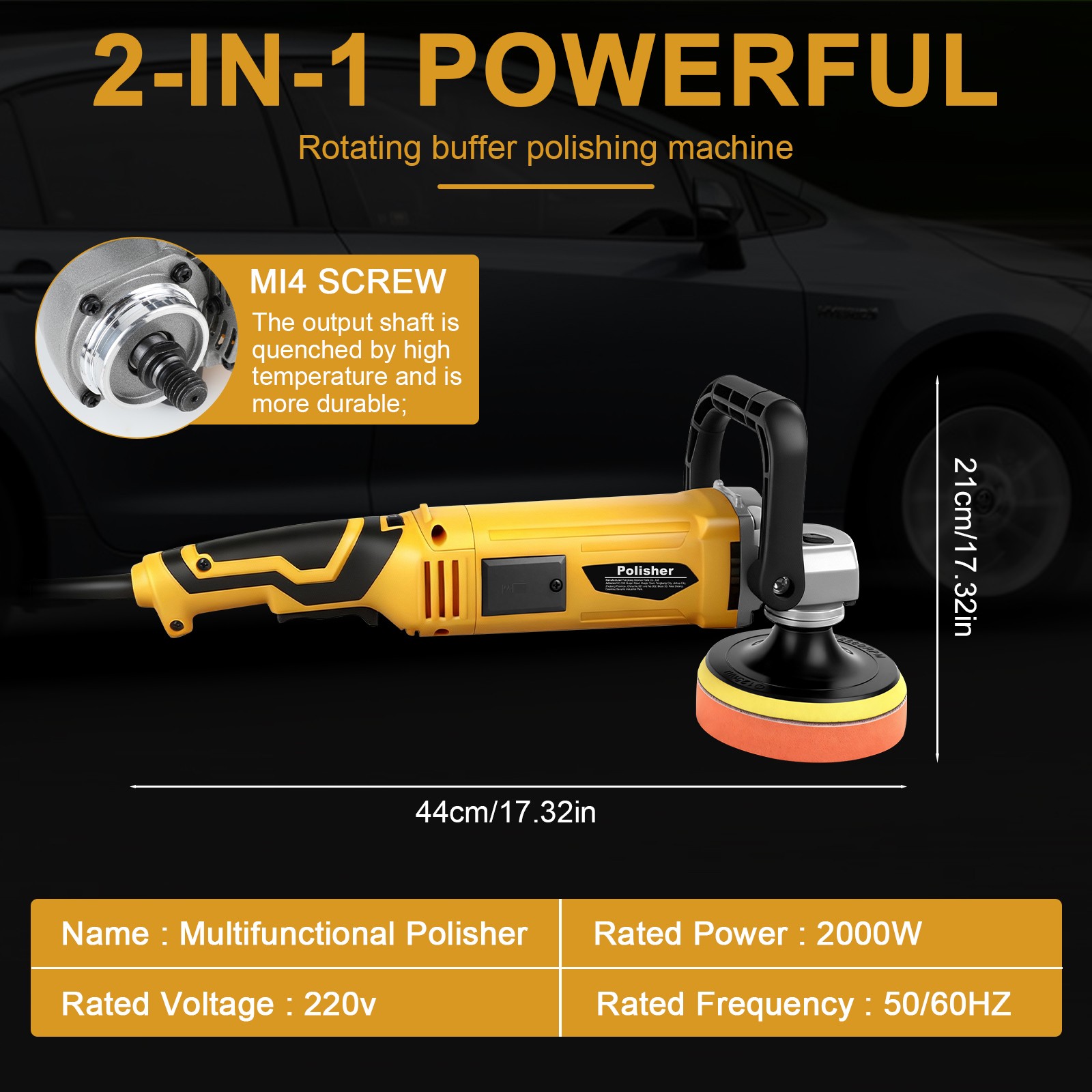 2000W Car Buffer Polisher Waxer Rotary 5&Prime; 6&Prime; 7&Prime; Backing Plate Polishing Machine