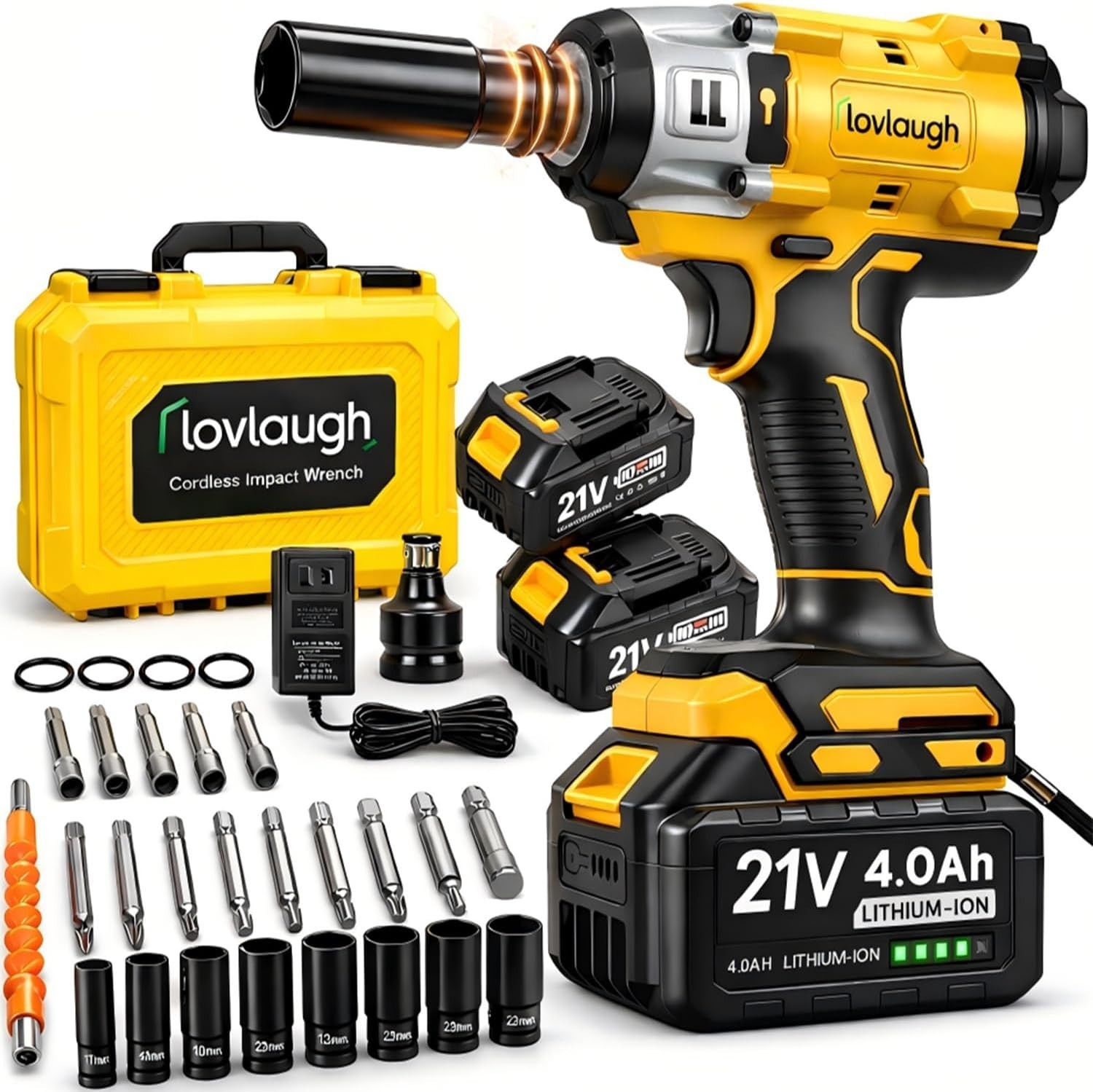 Cordless Impact Wrench 1/2 Inch, 800N.m(590 Ft-lbs) High Torque, Brushless Motor