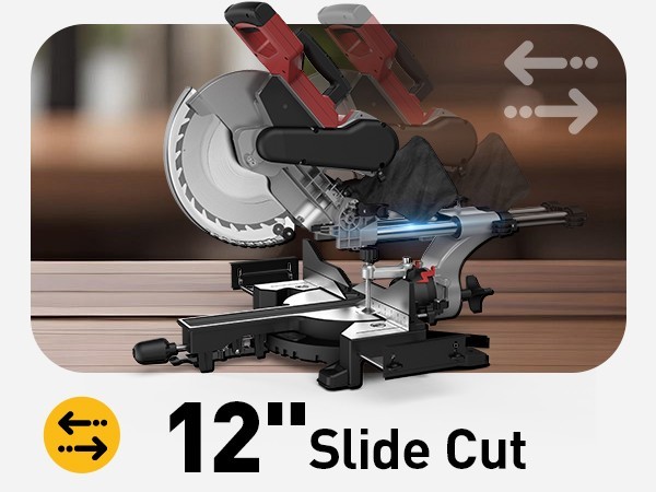 Marvtool Miter Saw 12&Prime; Double Bevel Compound Sliding Miter Saw 15 Amp with Blade