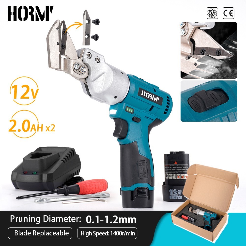 Electric Metal Cutting Shear, Cordless Sheet Metal Cutter Variable Speed+Battery