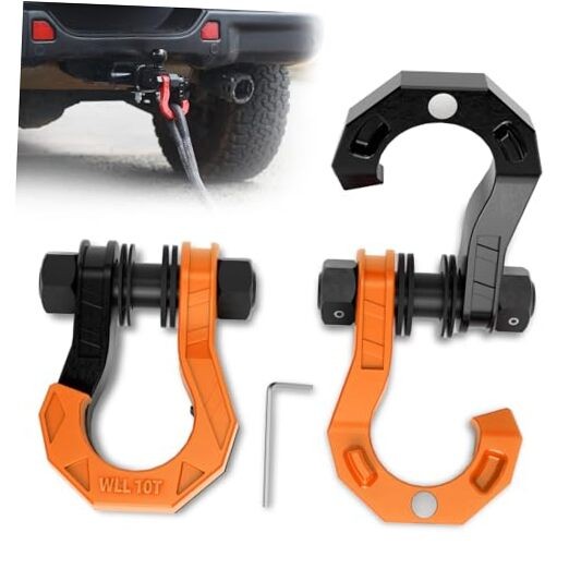 3/4&Prime; D Ring Separate Shackles, 52,910lbs Break Strength Easy Open BlackOrange