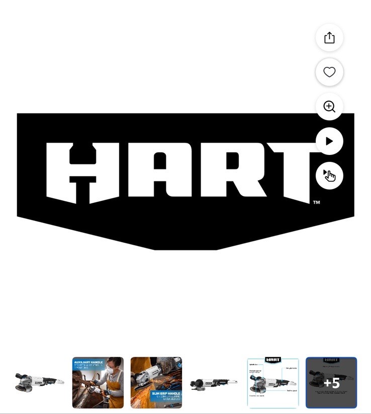 HART 20-Volt Brushless 4-1/2-Inch Angle Grinder/Cutoff Tool (HPAG25)