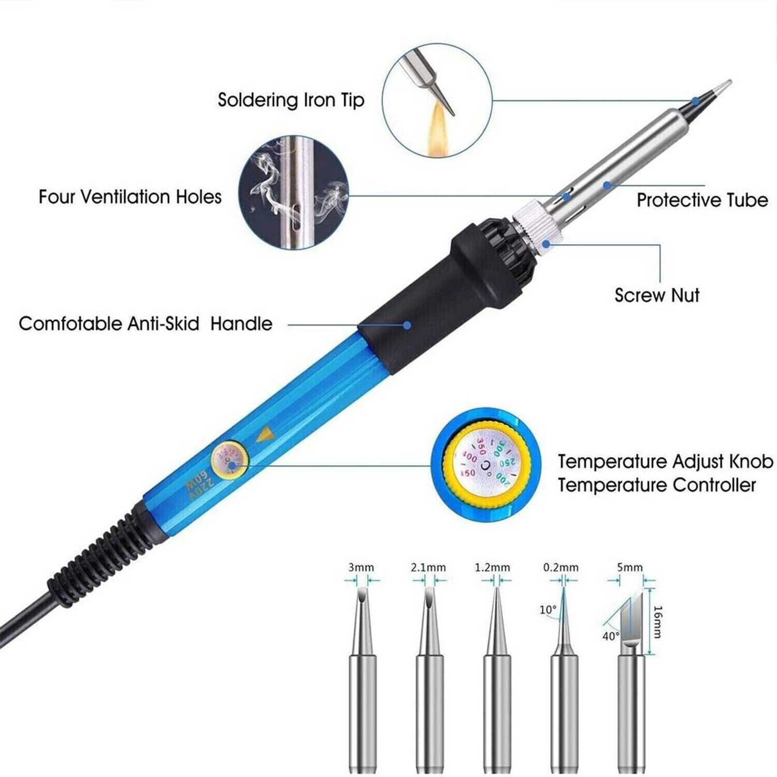 Soldering Iron Electric Gun Adjustable Temperature 60W Welding Solder Wire Kit