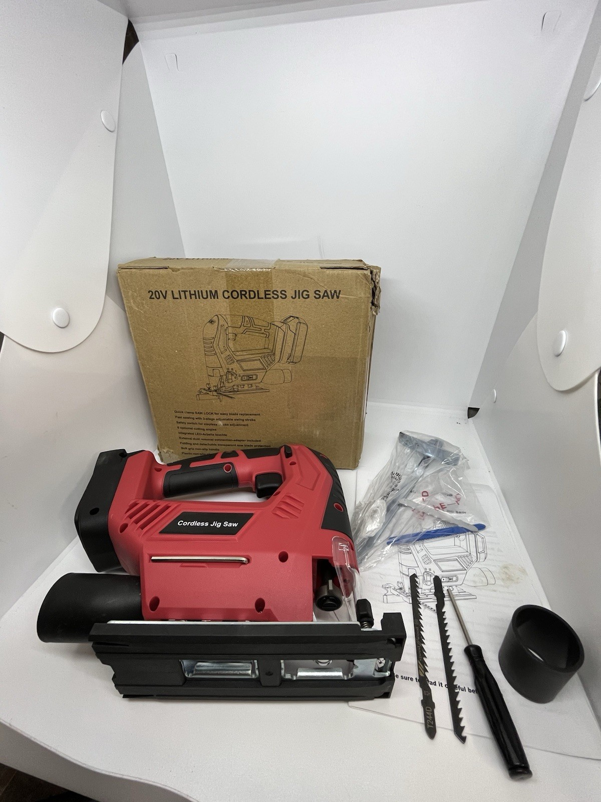 20V Cordless Jig Saw Power Tool – 3-Stage Adjustable Stroke & LED Light