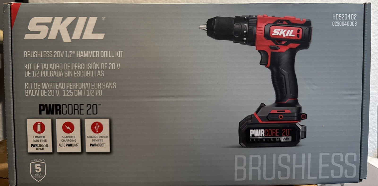 Skil Power Core 20 Brushless 20V 1/2 Hex Hammer Drill Kit HD529402