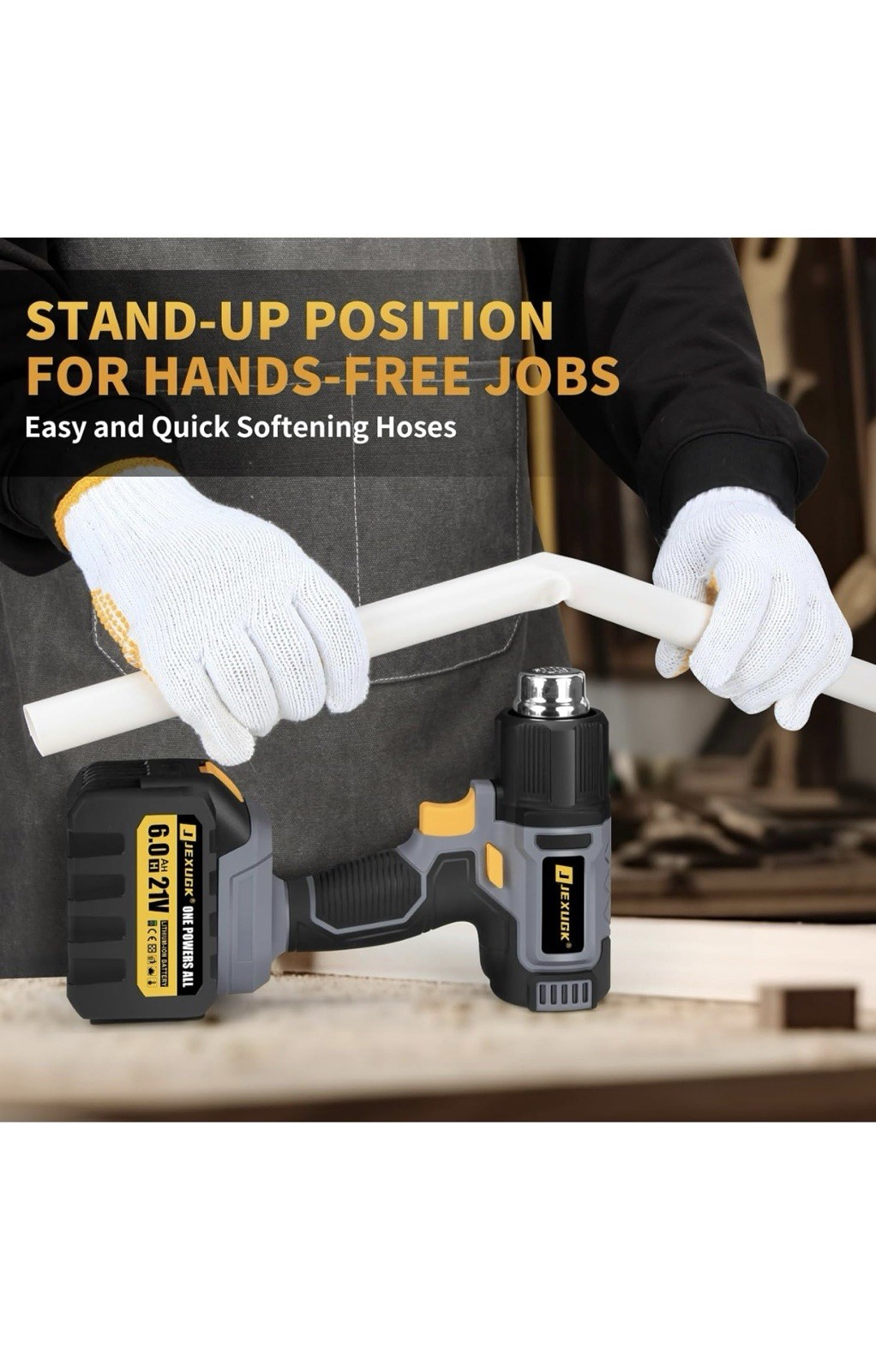 LCD Cordless Heat Gun, Portable Hot Air Gun with 2 x 6.0Ah Battery, Pistola De C