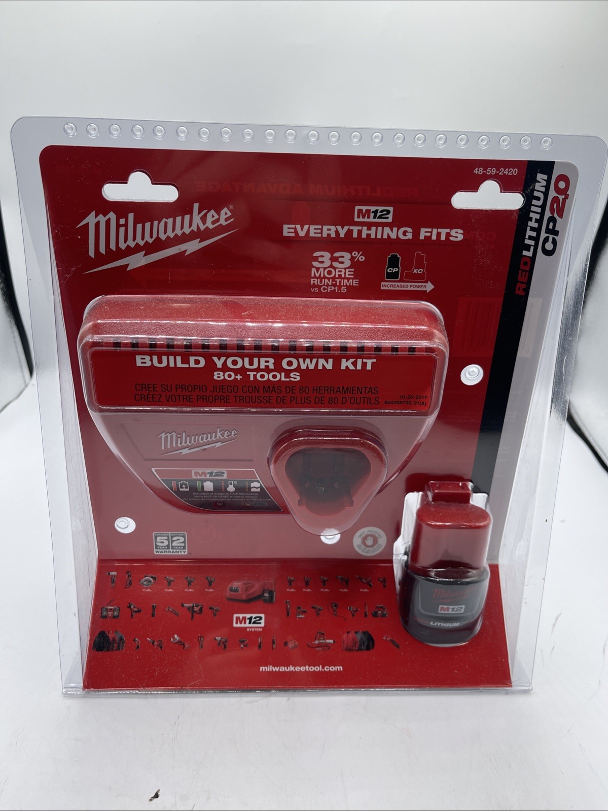 New Milwaukee 48-59-2420 M12 REDLITHIUM Starter Kit w/ 2.0 Battery Retails $119