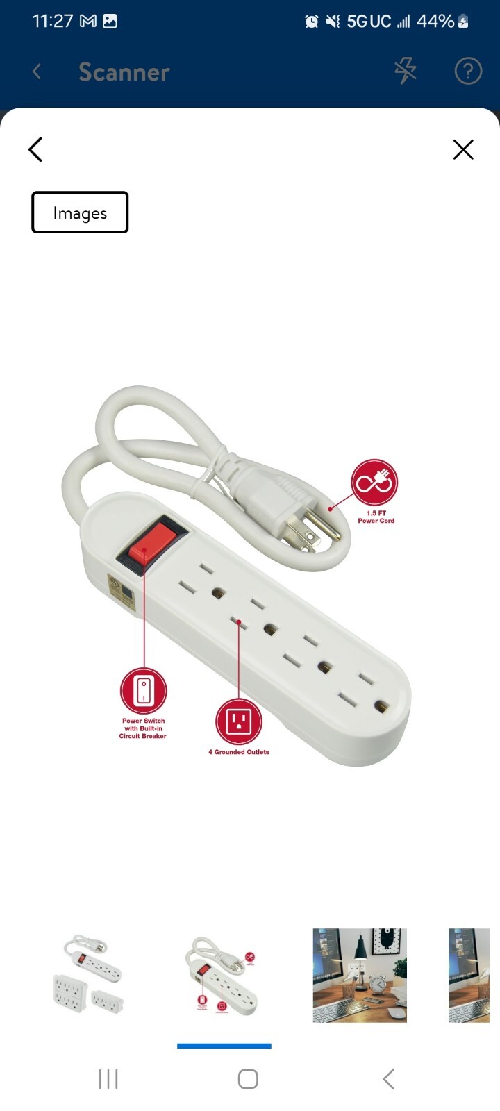 HYPER TOUGH 3 PIECE POWERSTRIP SET 4 OUTLET 2YEAR LIMITED WARRANTY