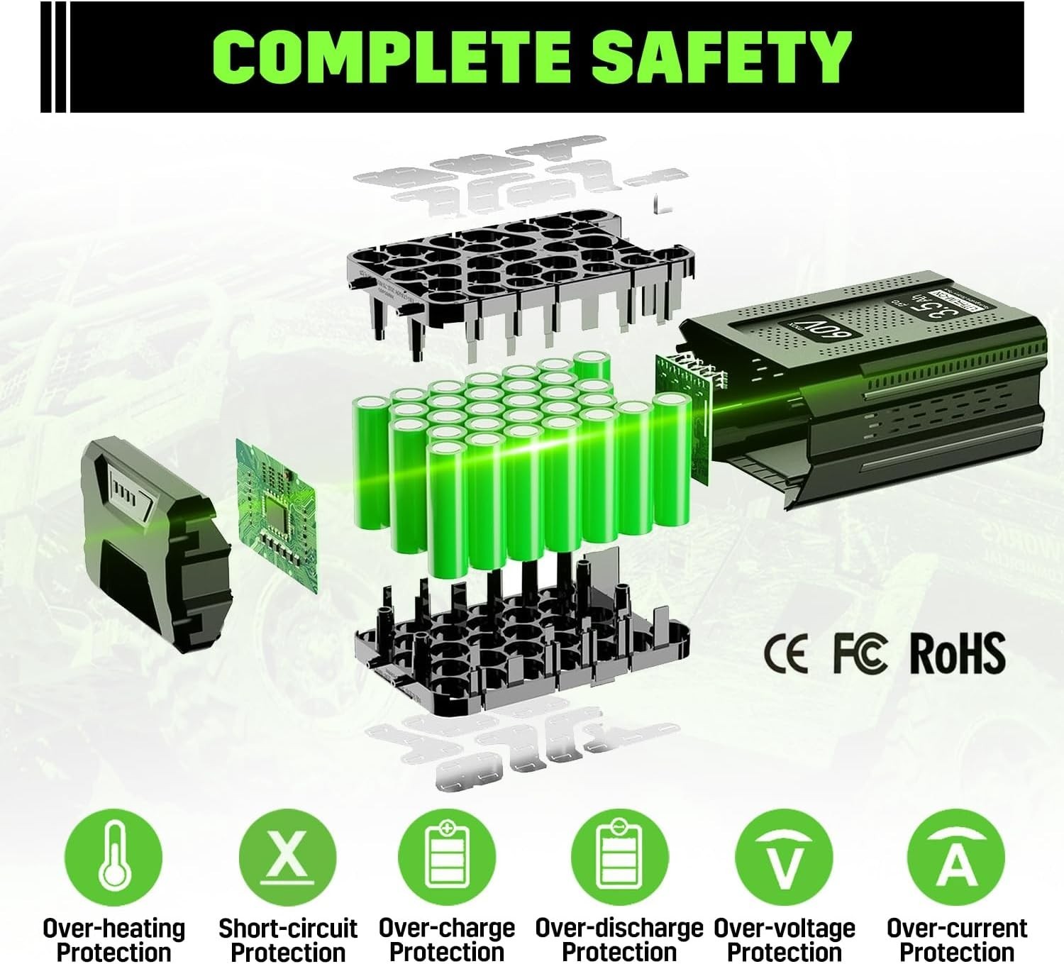 2-PACK 3.5Ah For Greenworks 60V Max PRO Lithium-ion Battery LB605 LB60A02 LB604