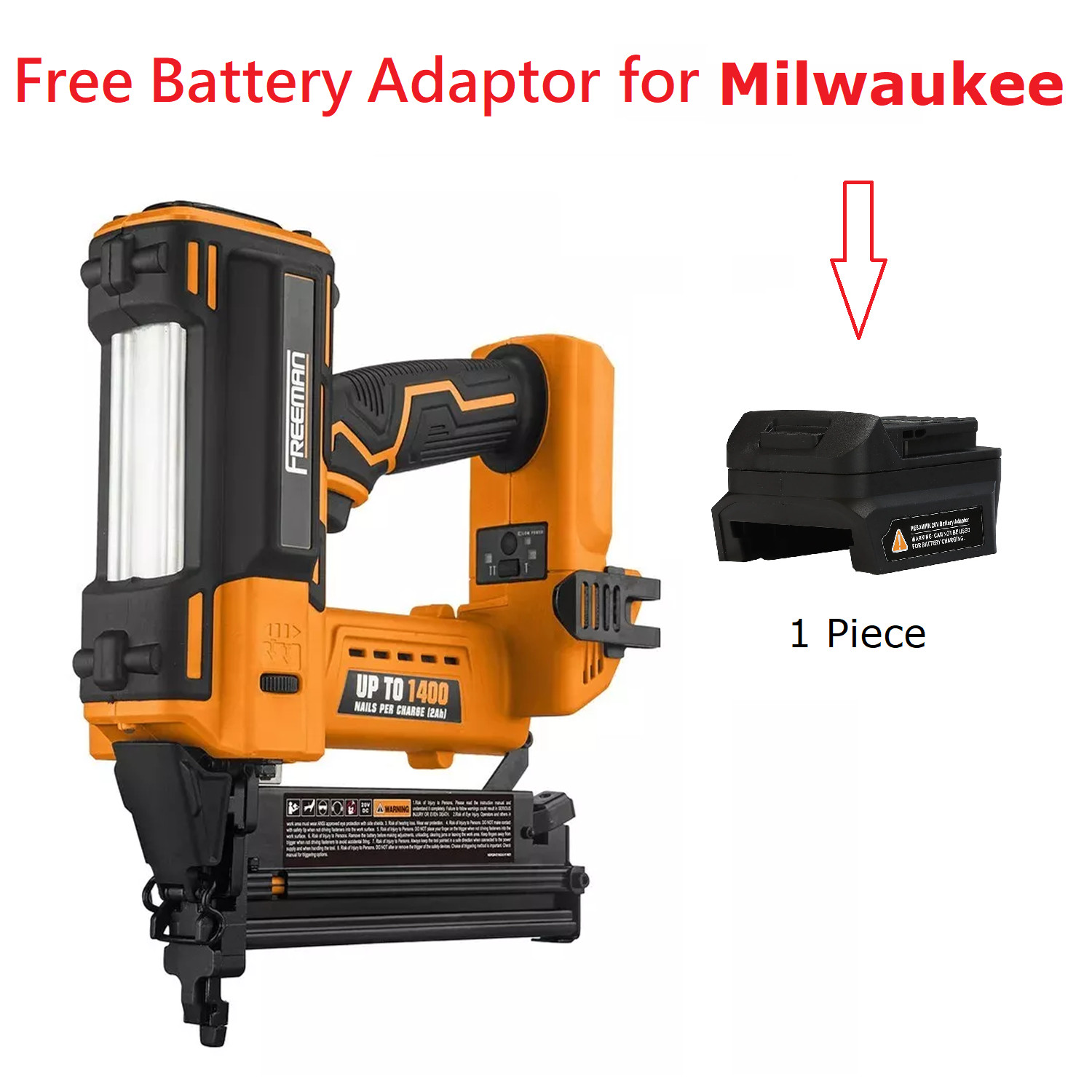 Freeman PE20V2118G2 Cordless 2in1 18Ga Nailer/Stapler Tool+Free MILWAUKEEAdapter