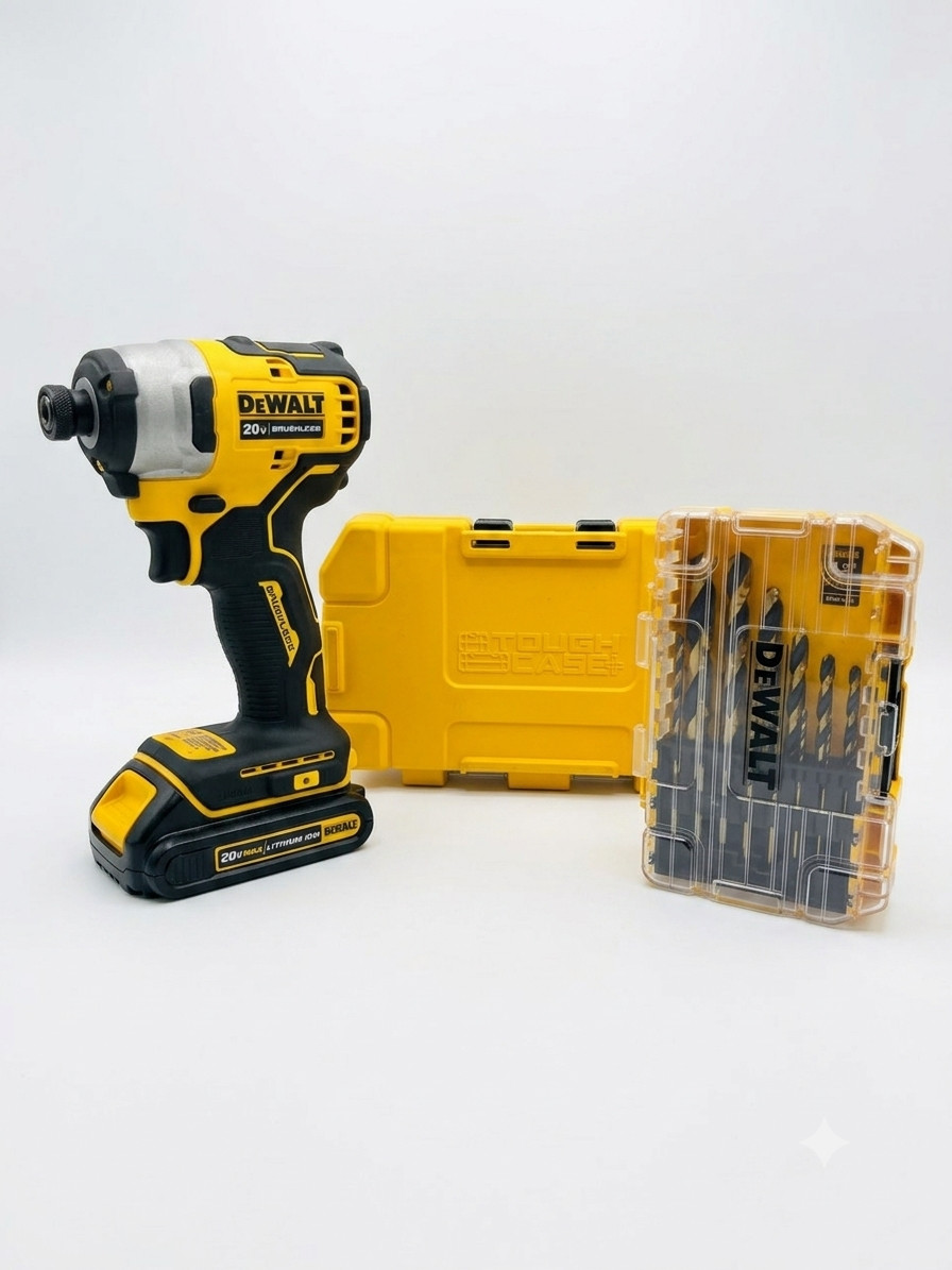 DEWALT DCF809 20V Brushless Atomic Impact Driver W/ 20V Battery ​- Drill bit set