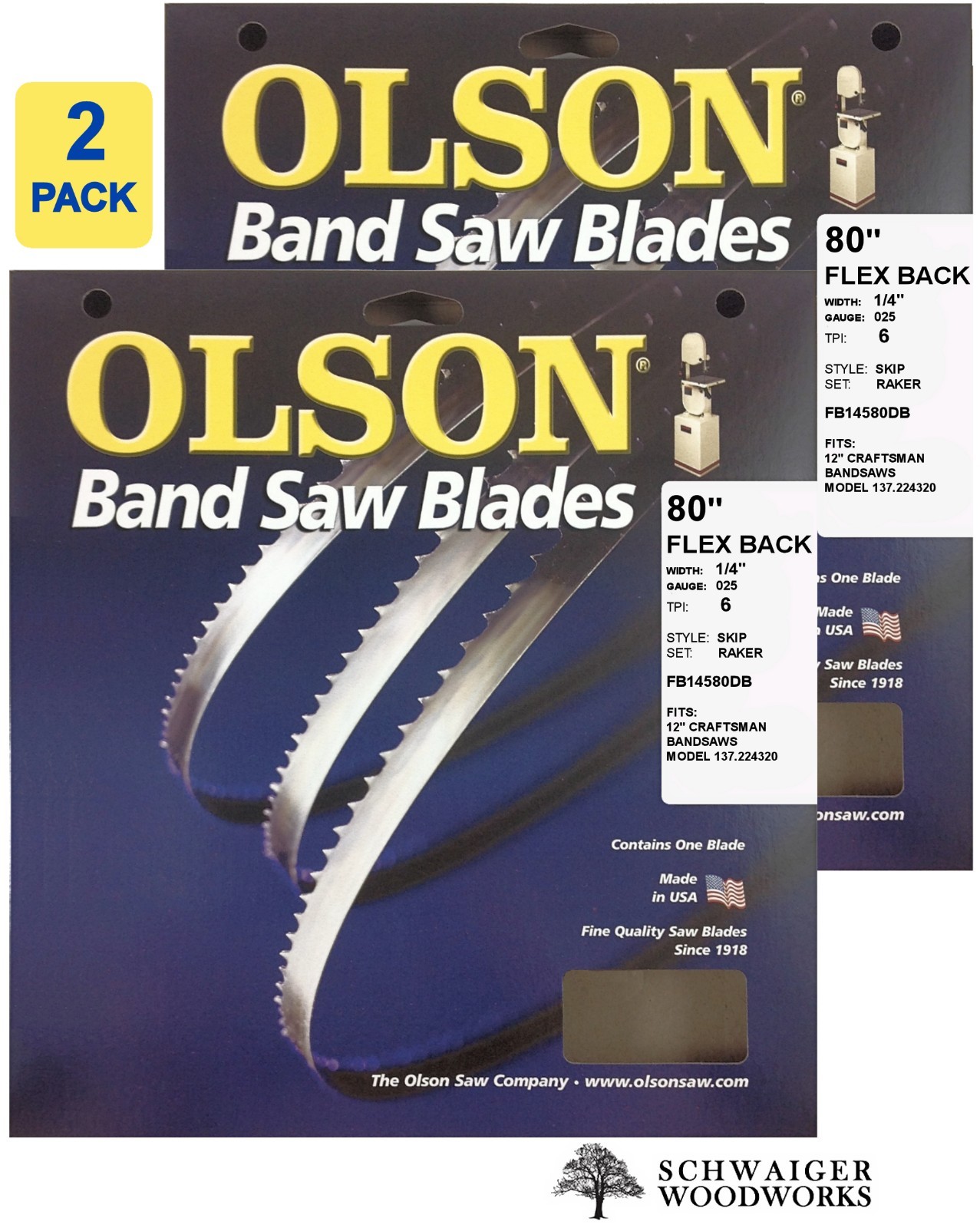 Olson Flex Back Band Saw Blades 80&Prime; inch x 1/4&Prime; 6TPI, 12&Prime; Craftsman 137.224320
