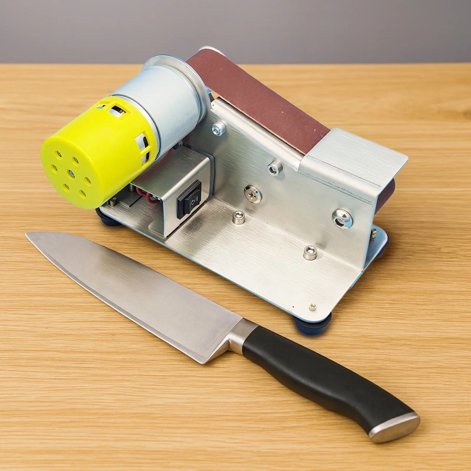 Mini Electric Belt Sander Grinder Wheel Set, Knife Sharpener – NEW