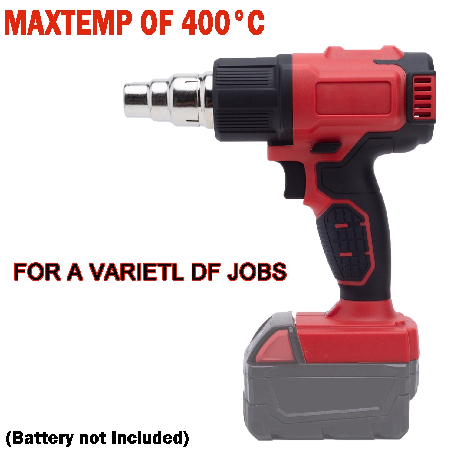 360W Cordless Heat Gun For Milwaukee 18V Li-ion Battery Hot Air Gun w/4 Nozzles