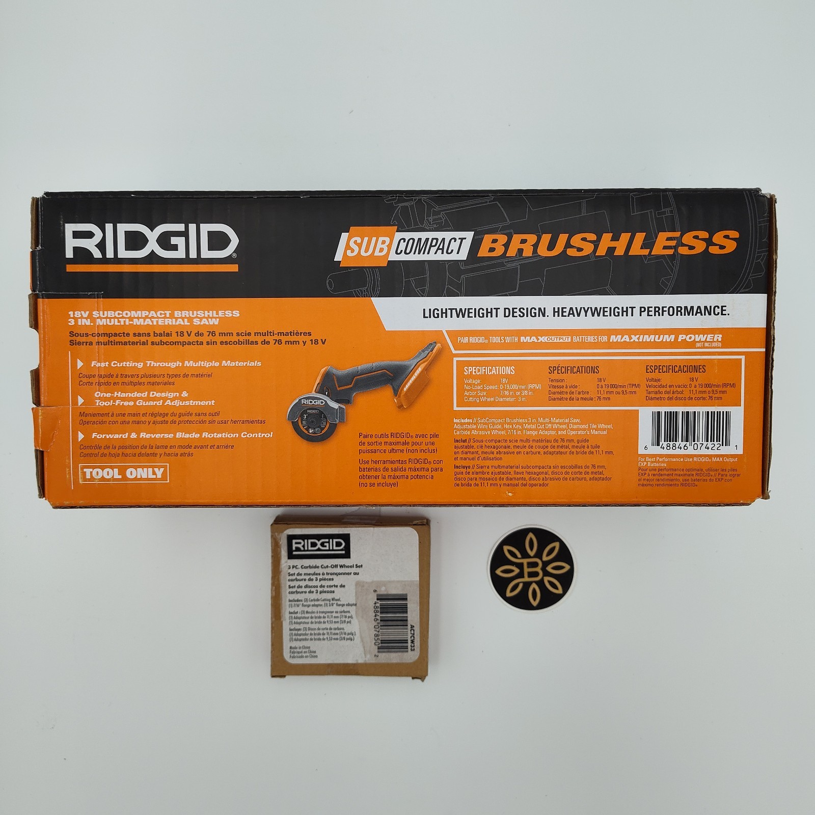 RIDGID R87547B 18V BRUSHLESS Multi-Material Saw Cutting Sub-Compact 3&Prime; Cordless