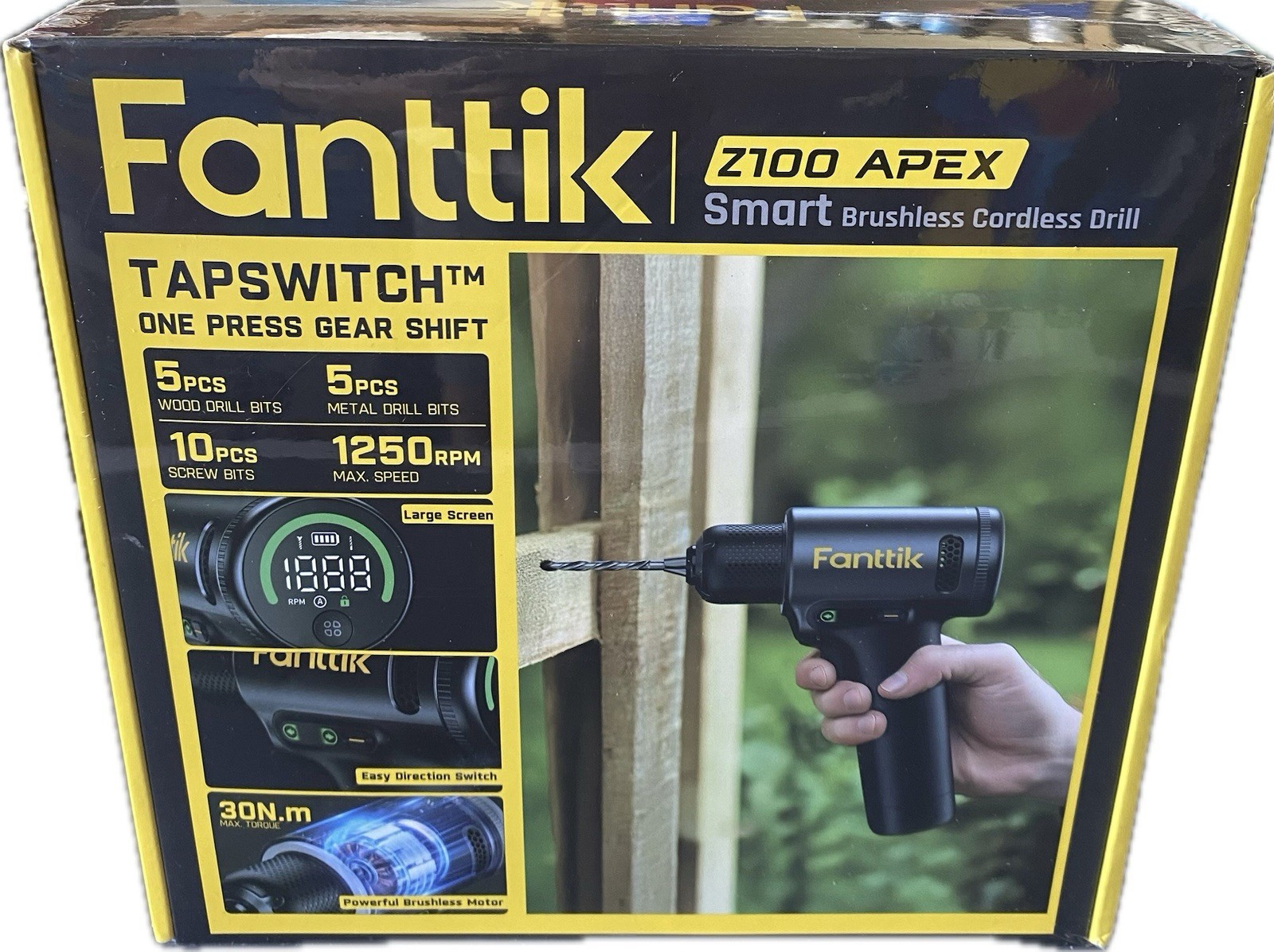 Fanttik Z100 Apex Smart Brushless Cordless Drill 20 Piece Bit Set 1250 RPM Seal