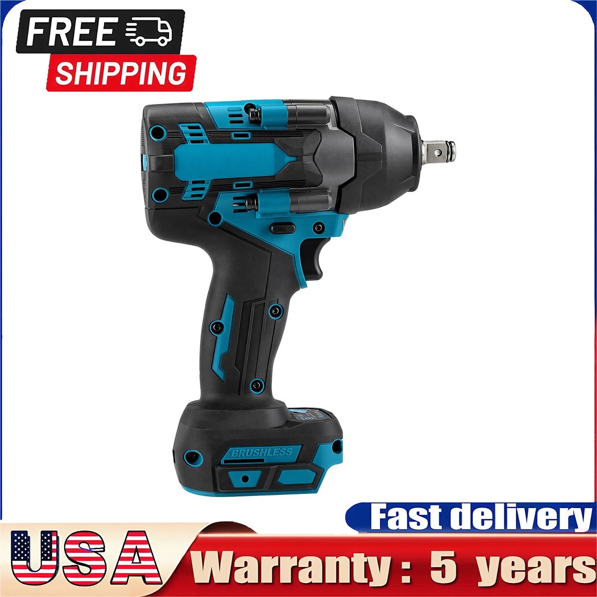 For Makita 18V 1/2&Prime; Cordless Brushless Impact Wrench 800N.m High Torque Tool