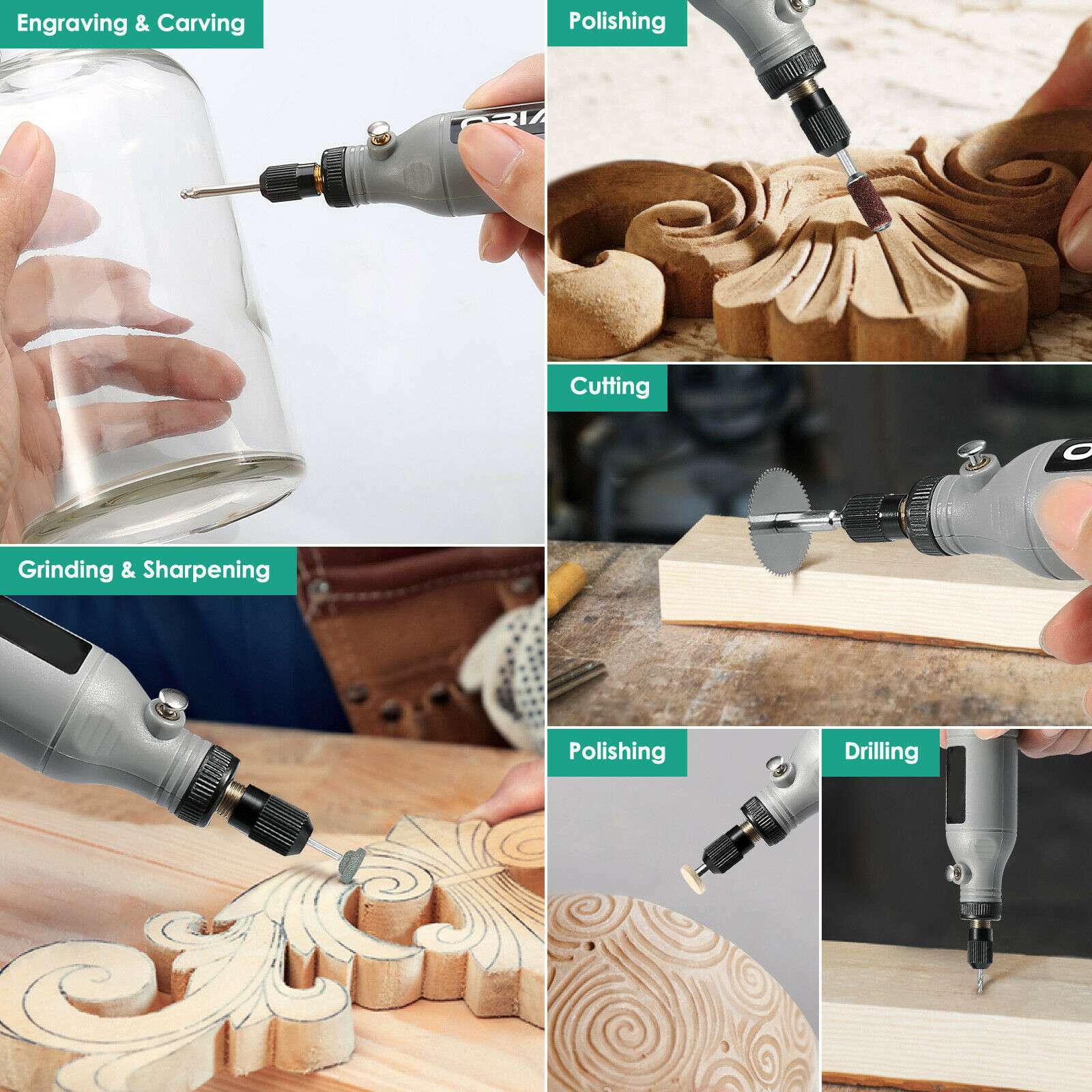 USB 5 Speed Cordless Electric Mini Grinder Rotary Tool Drill Accessories Kit