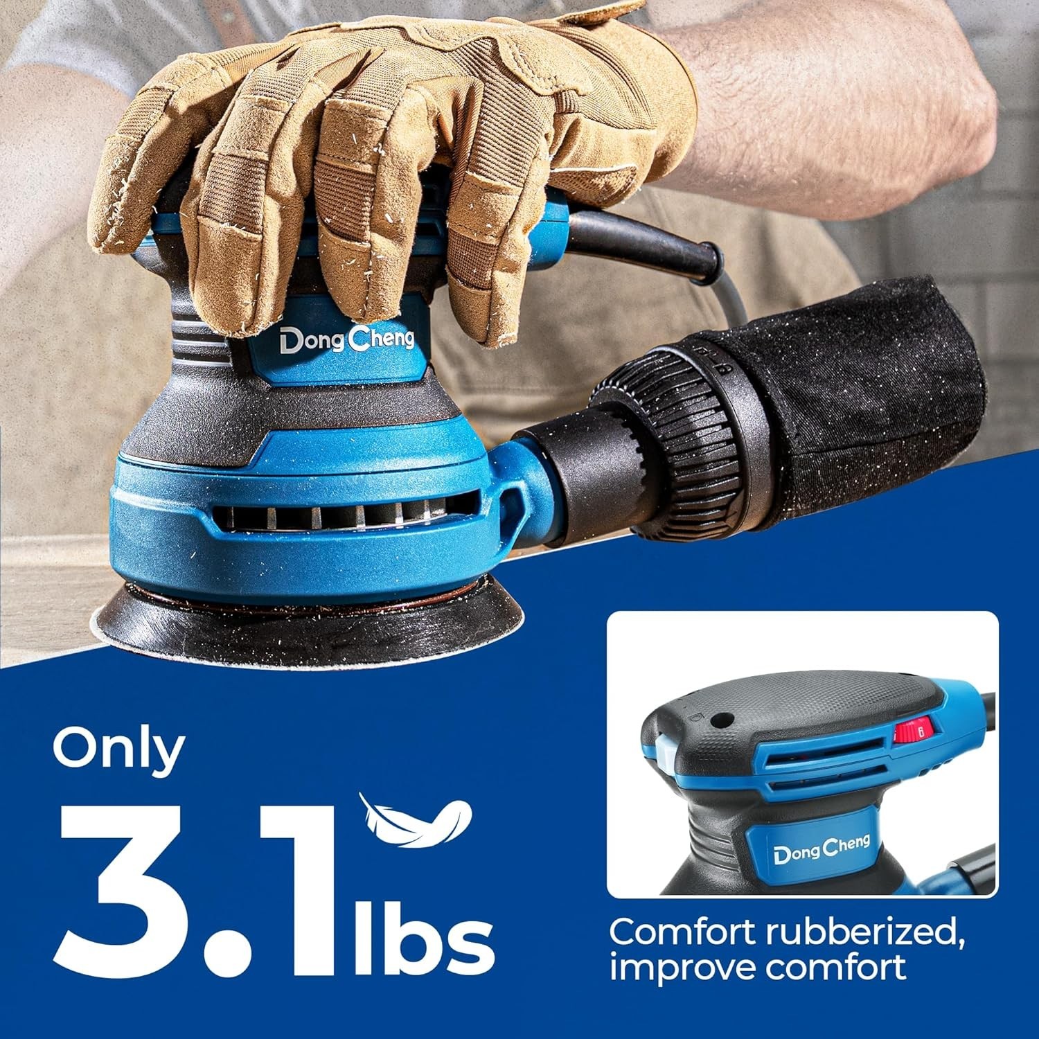 5-Inch Random Orbital Sander 3.2A 12800OPM Electric Palm Sander, 6 Variable S…