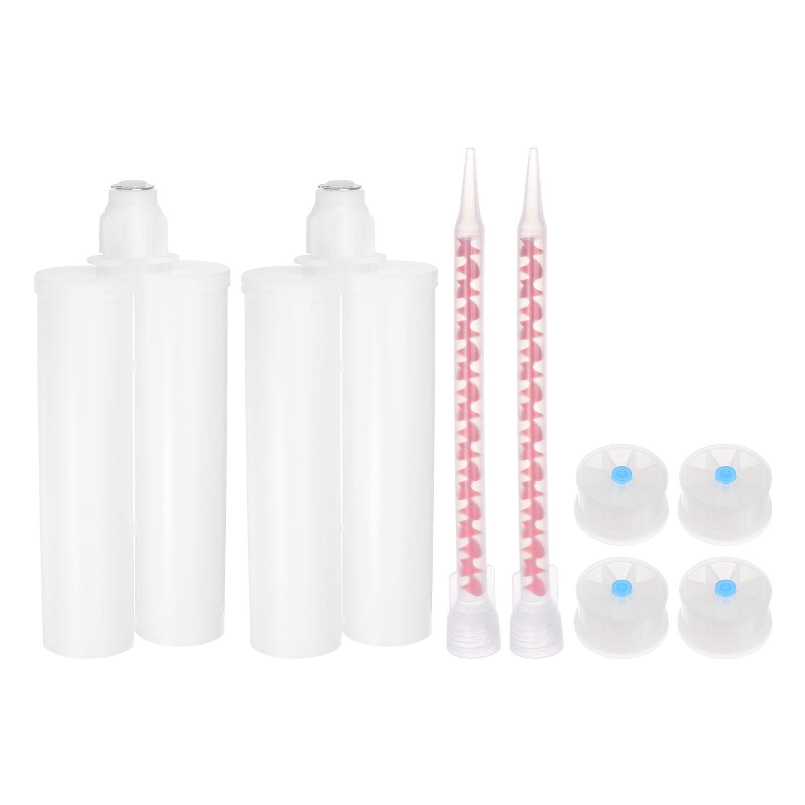 2pcs 400ml 1:1 Epoxy Gun Adhesive Cartridge PP Dual Cartridge Mixing Tube